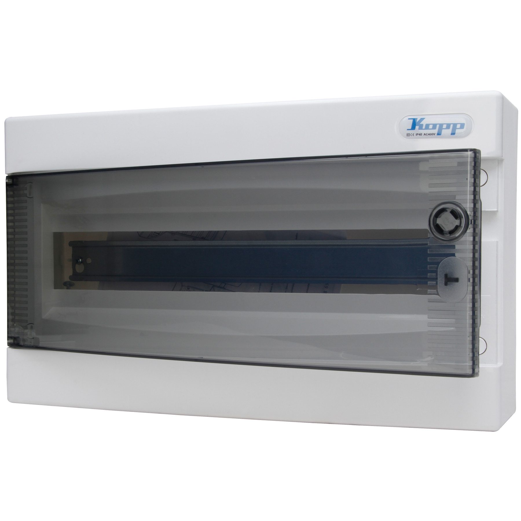 Kopp Verteilerbox KOPP Aufputz-Verteilerkasten N18C, IP40, mit Tür, 1-reihig, 18 Pole