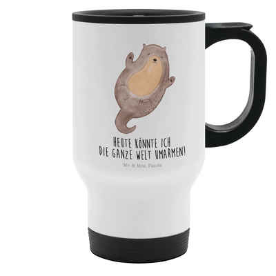 Mr. & Mrs. Panda Thermobecher Otter Umarmen - Weiß - Geschenk, Tasse zum Mitnehmen, Kaffeebecher, Edelstahl