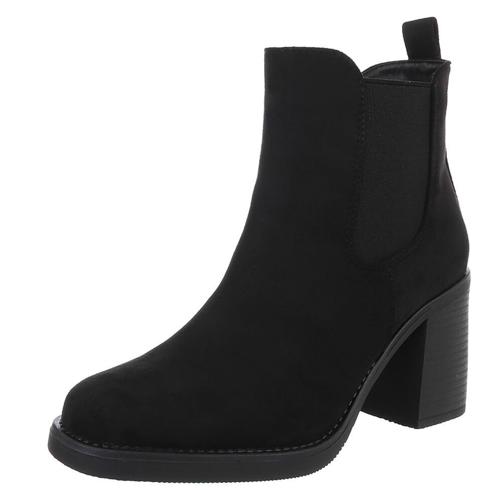 Ital-Design Eleganter Chelsea-Boot mit elastischem Einsatz und Sohle High-Heel-Stiefelette (90726840) Blockabsatz Полусапожки in Schwarz