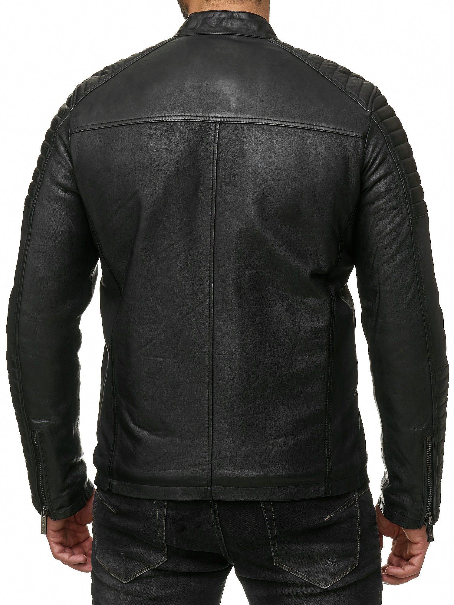 RedBridge Lederimitatjacke in Lederoptik - Stehkragen, Stepp-Details, Reißverschlüsse