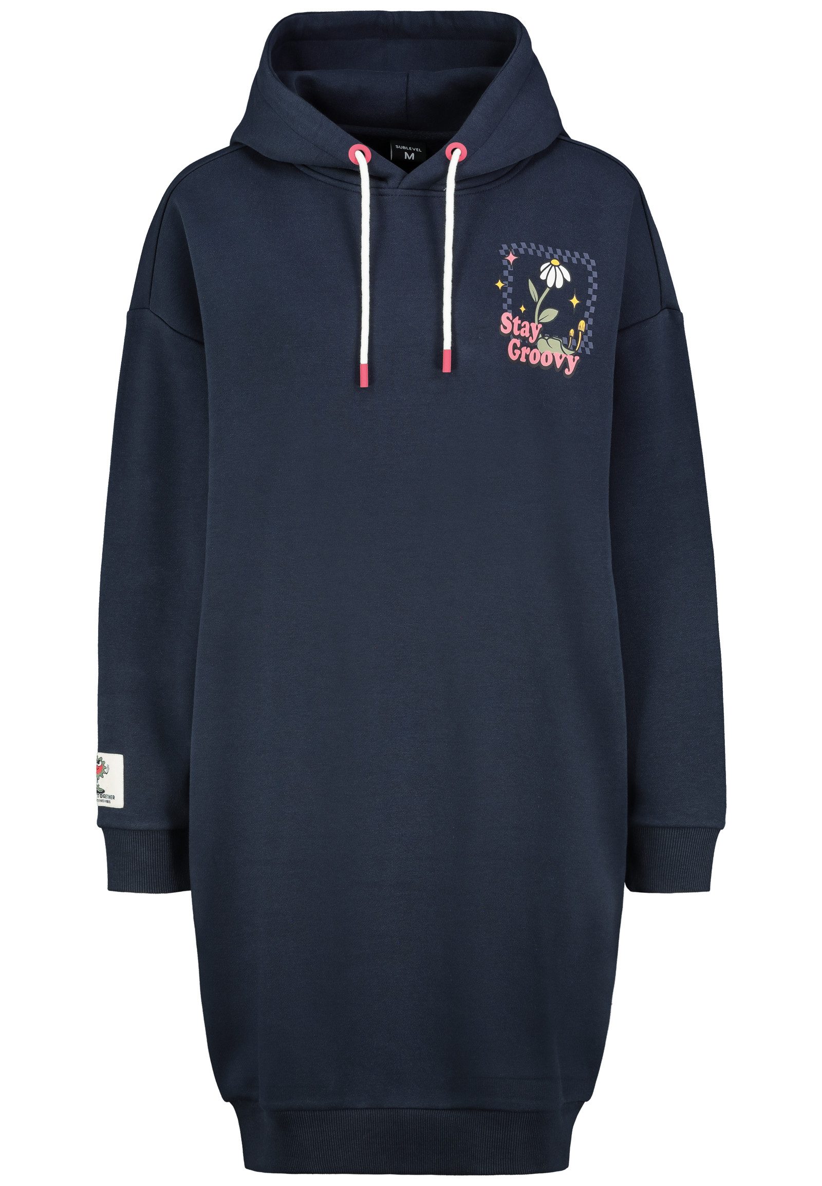 SUBLEVEL Hoodie Sublevel Sweatkleid Kapuzenpullover Oversize Lange Kapuzenpullover