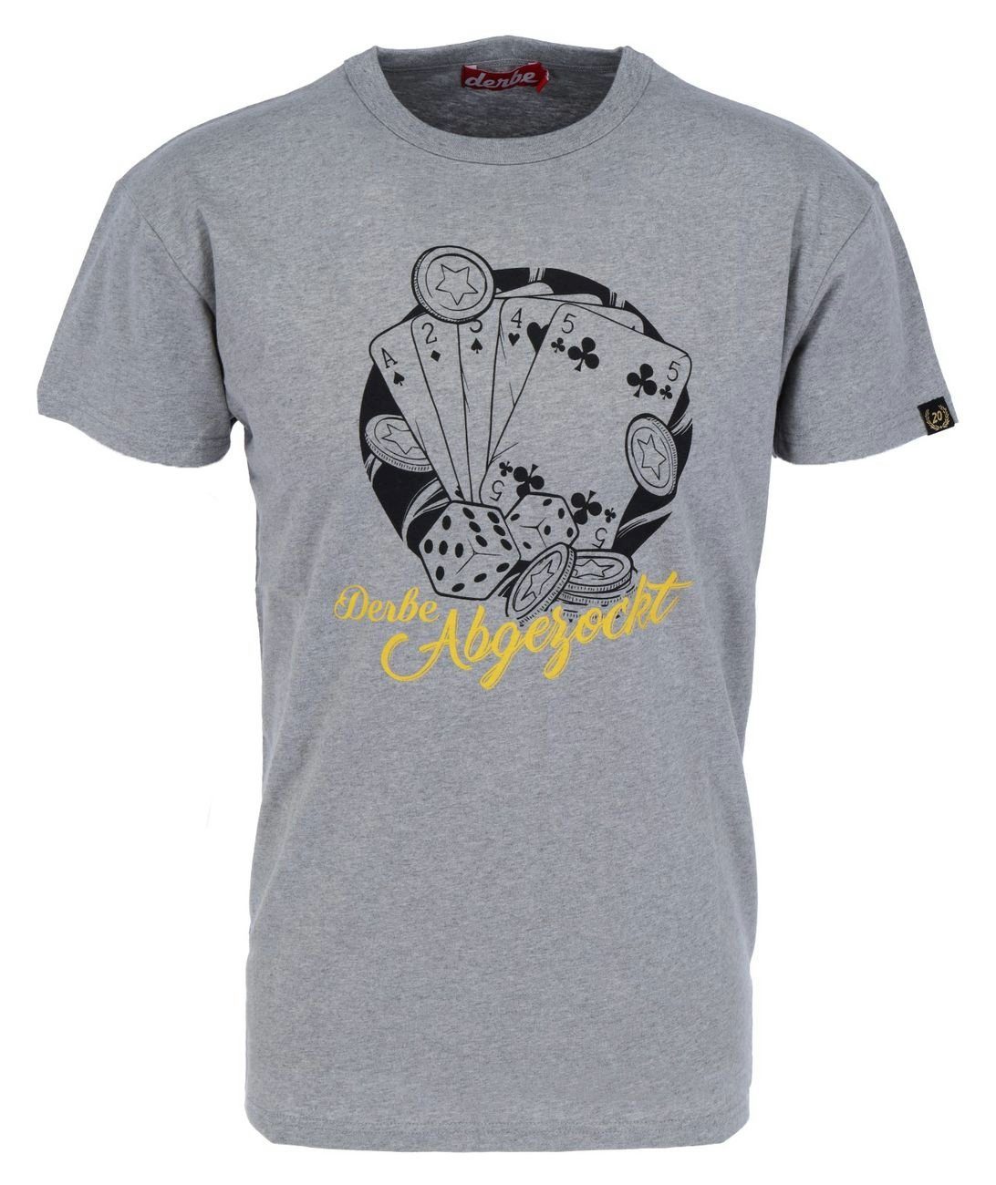 Derbe Print-Shirt Abgezockt (1-tlg) Grey Melange