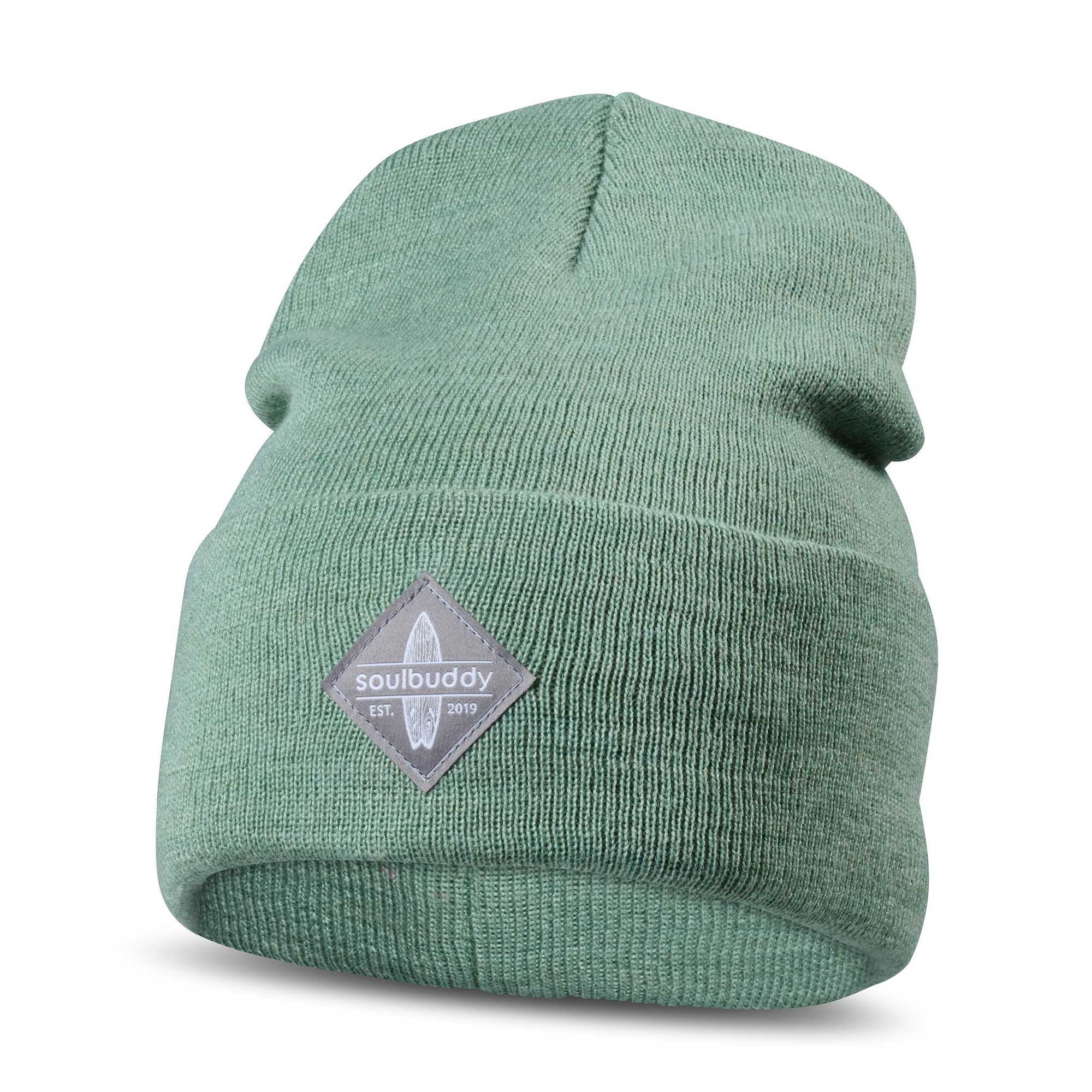 Soulbuddy Strickmütze Mütze für Damen & Herren, Wintermütze, Beaniemütze, Weich & Stretchy (Unisex), Veganes Leder-Patch, auch als Kids Beanie erhältlich)