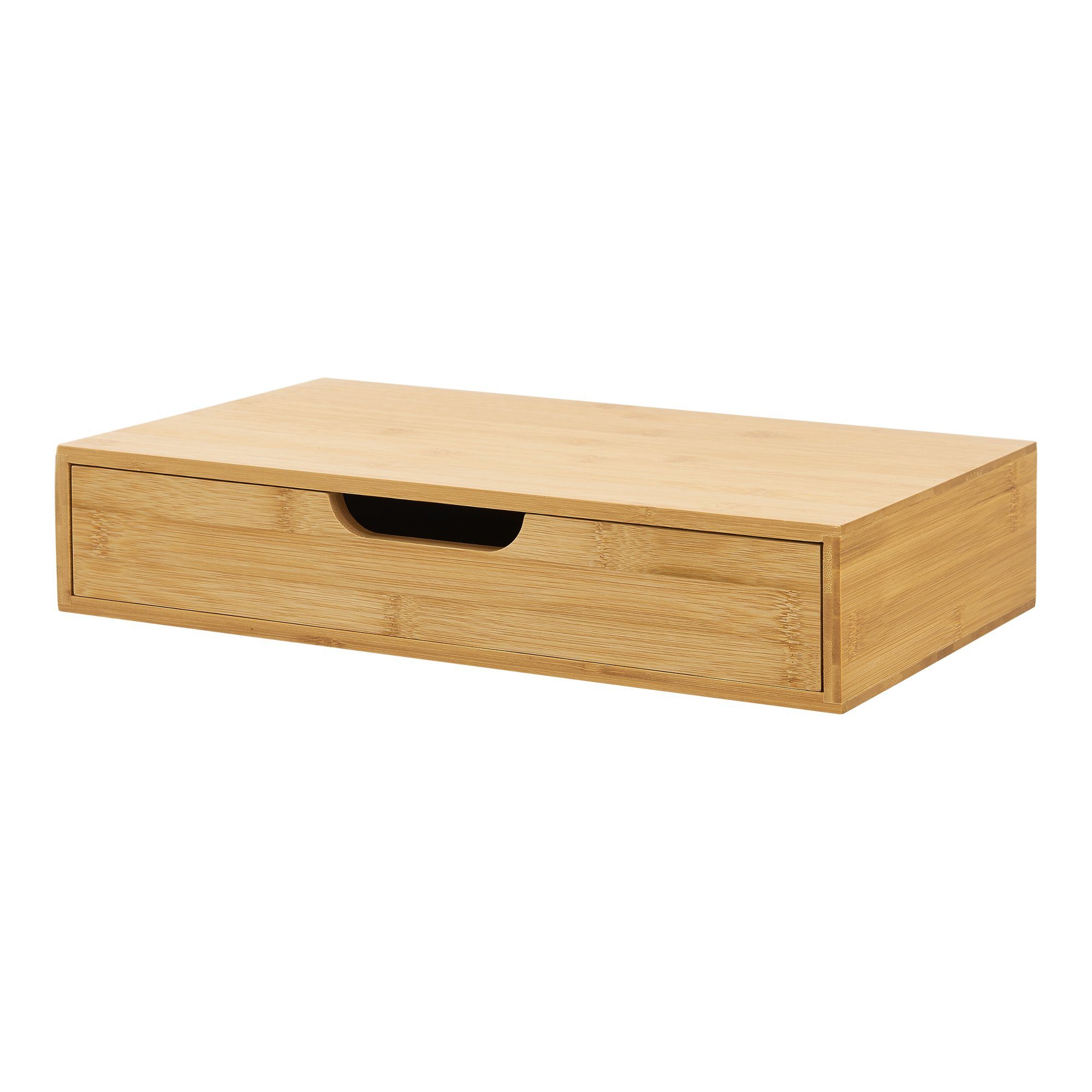 en.casa Wandregal, »Bokn« mit Schublade 40x24x8 cm Bambus