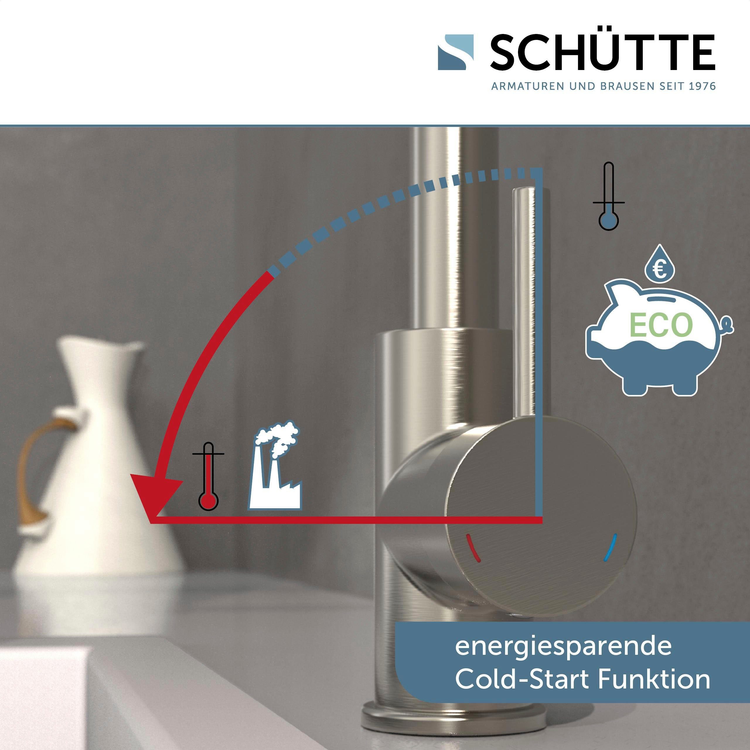 (1-St) /Eco-Click-Fkt. schwenkbar Infrarottechnologie/Cold-Start-Fkt./360° VITAL Schütte Spültischarmatur Edelstahloptik