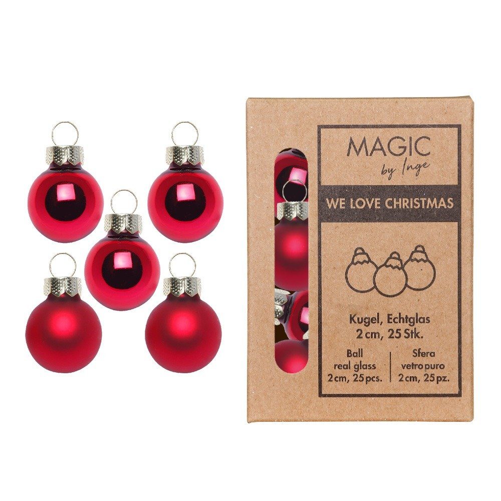 MAGIC by Inge Weihnachtsbaumkugel, Weihnachtskugeln Glas 2cm 25 Stück - Ochsenblut