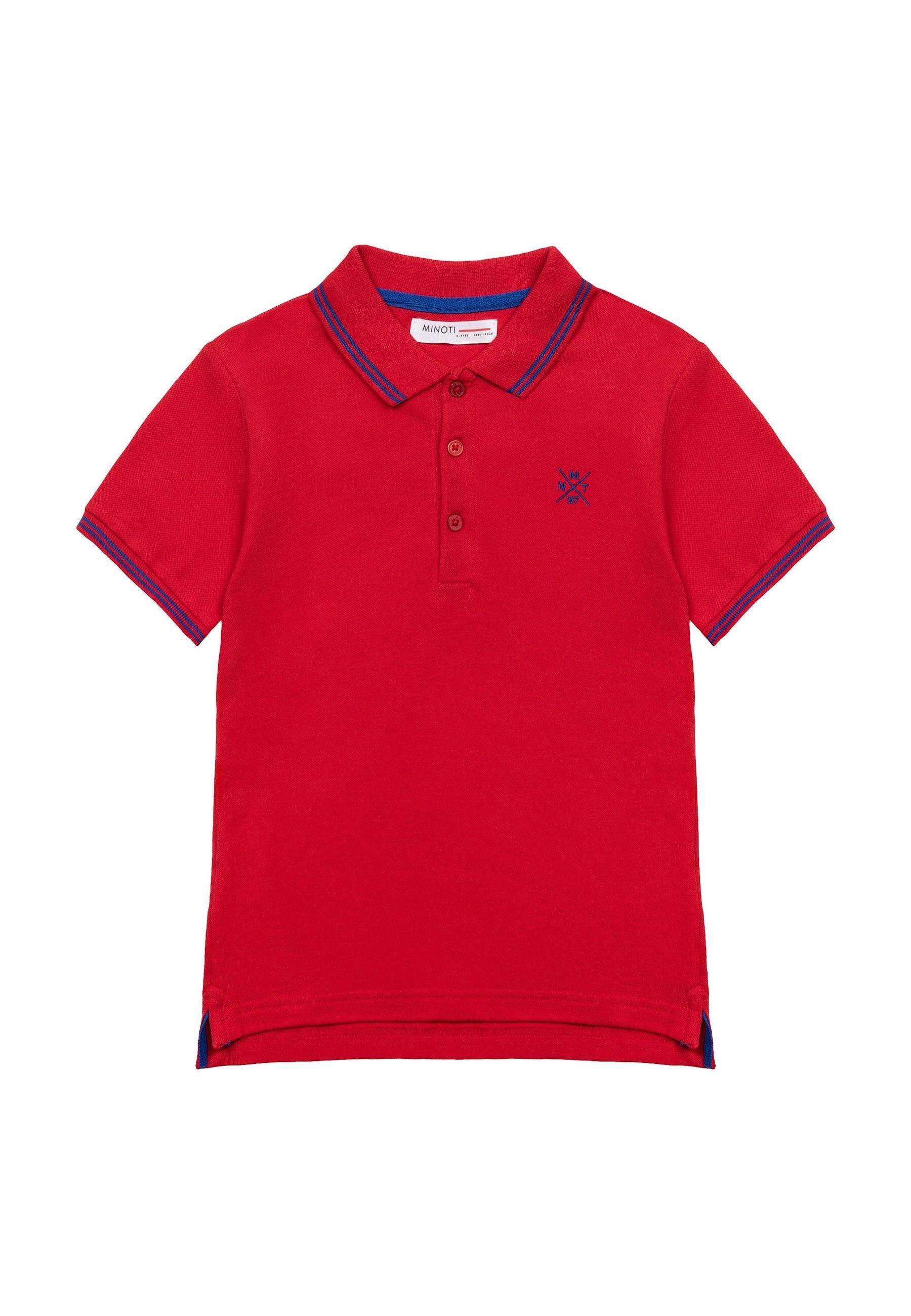 mit (1y-14y) Kontrastelementen Poloshirt MINOTI Poloshirt Rot