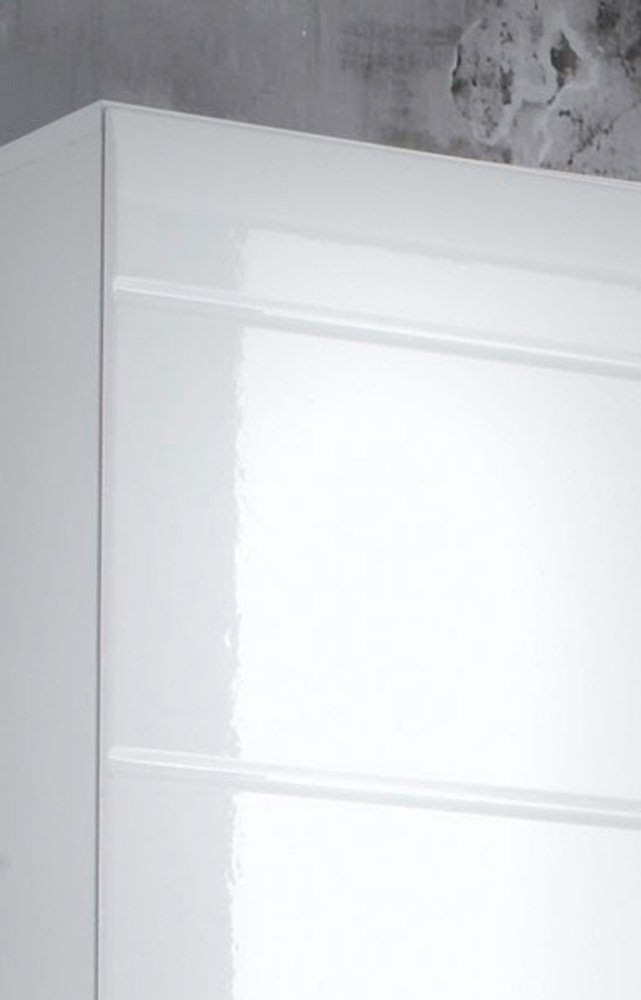 trendteam Hochschrank Skin (Mehrzweckschrank in weiß Hochglanz, 4-türig, ca. 60 x 182 cm) 2 Schubladen und 10 Fächer