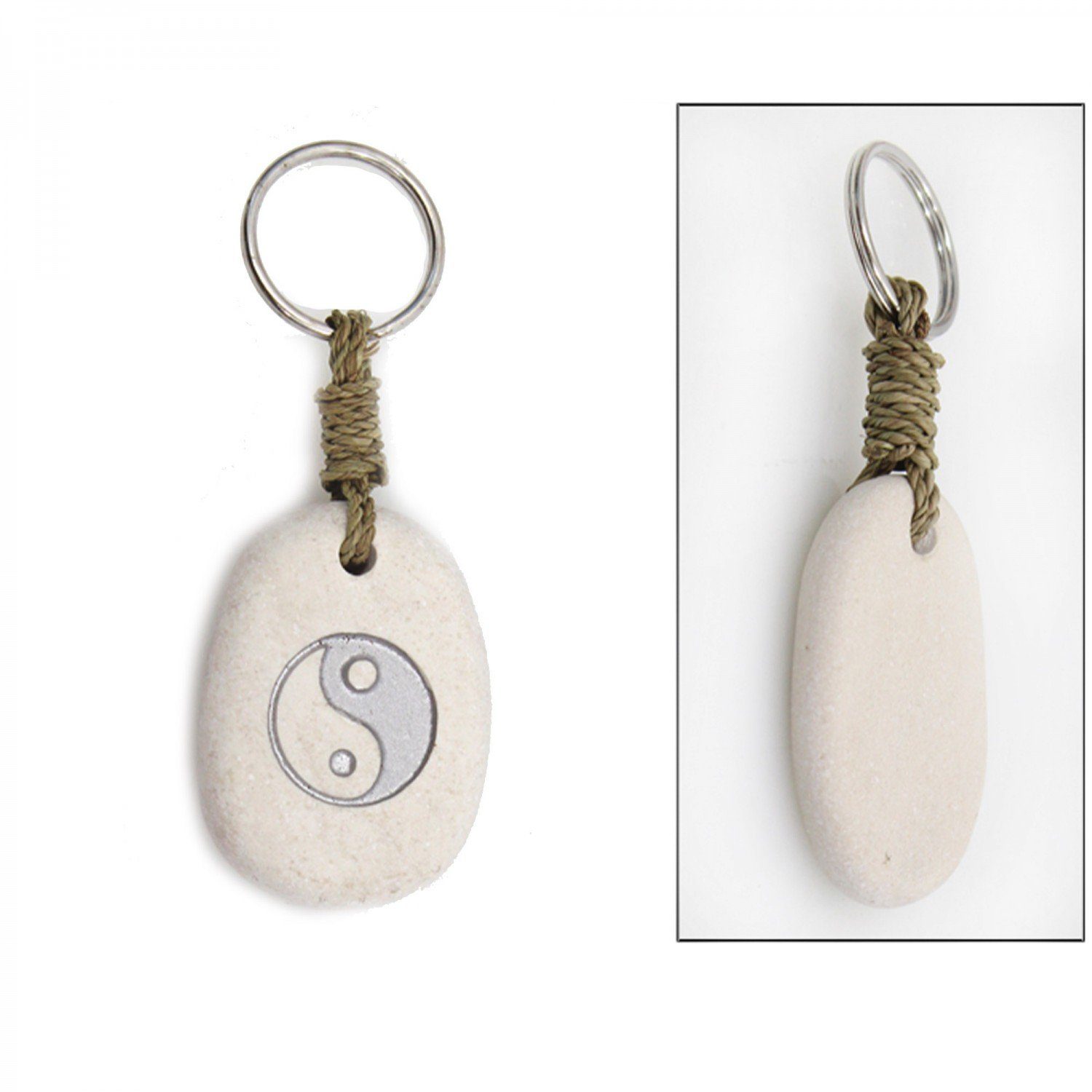 mitienda Schlüsselanhänger Schlüsselanhänger aus Stein mit Gravur Ying-Yang