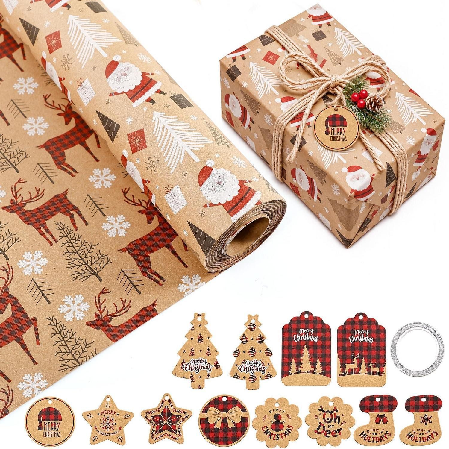 LuxusKollektion Geschenkpapier Weihnachtspapier Rolle 43cm x 15m doppelseitig bedruckt, (1St)