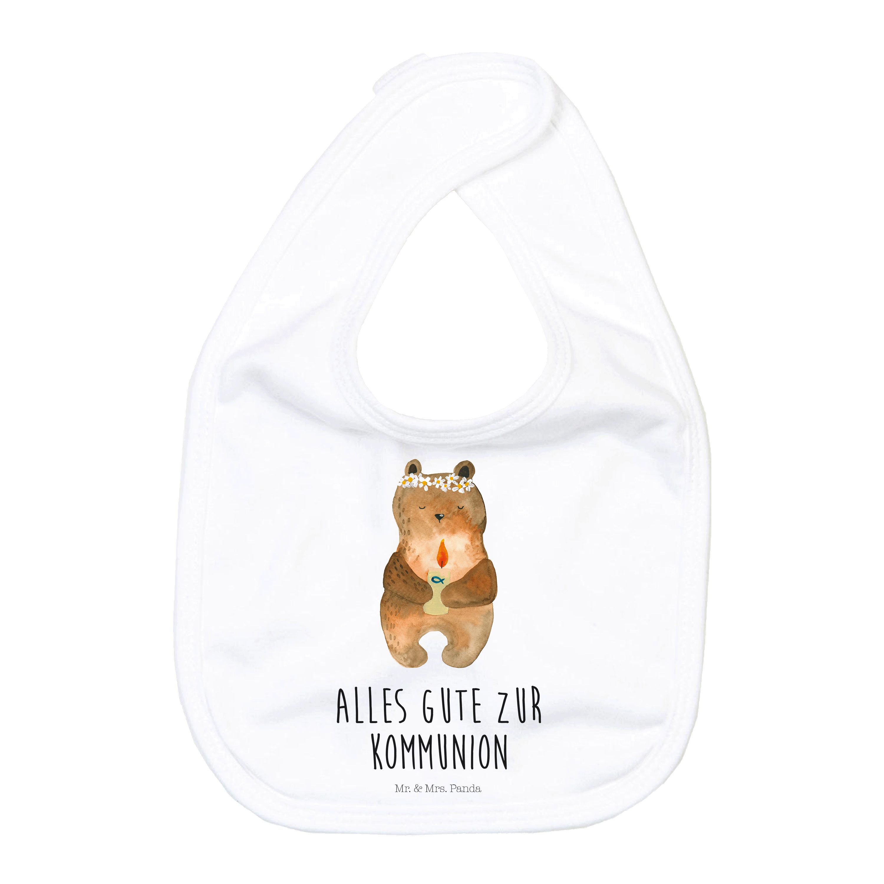 Tragetuch Bär Kommunion - Weiß - Geschenk, Geschenk für Geburt, Lätzchen, Spuck