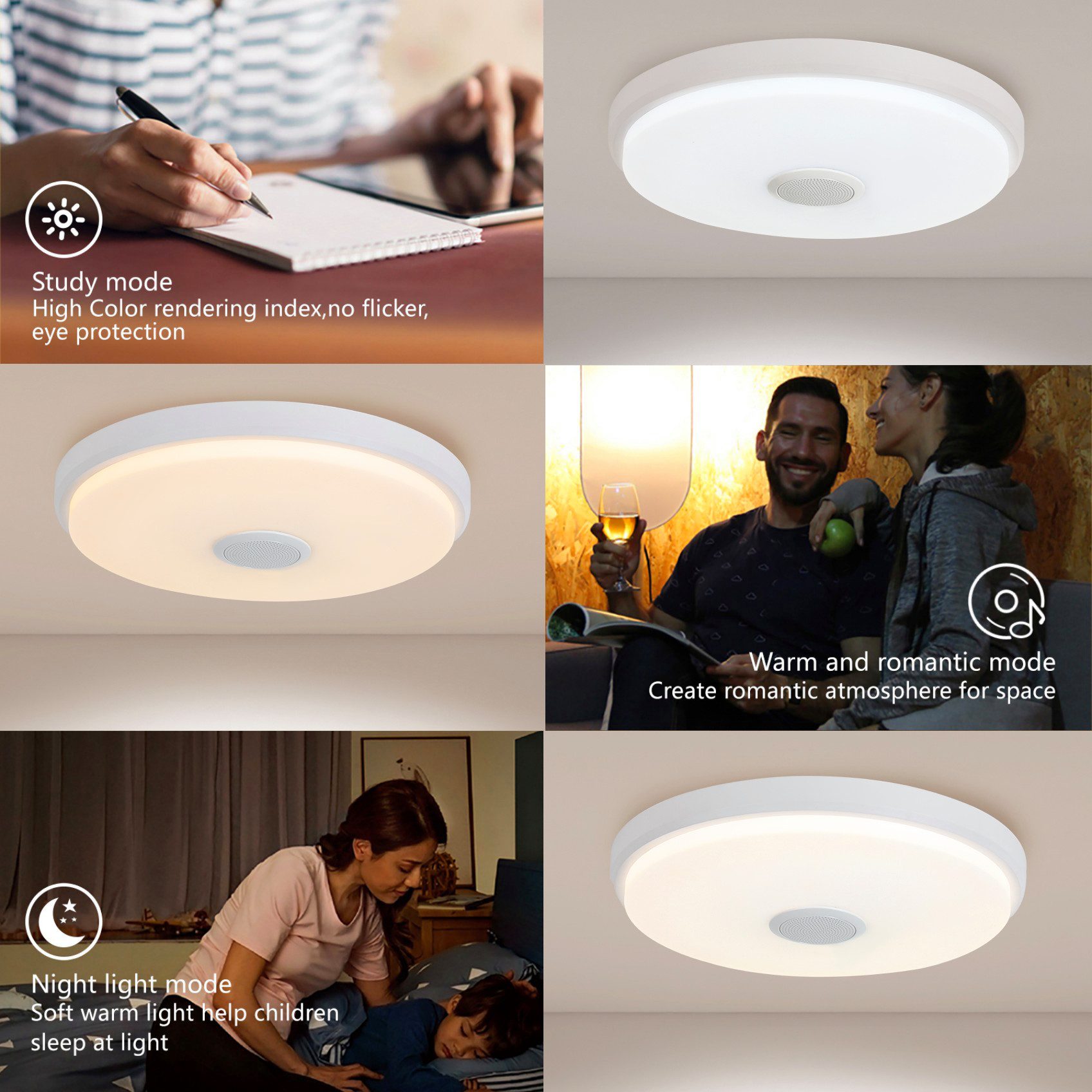 JDONG LED Deckenleuchte Dimmbar mit Bluetooth Lautsprecher, LED Deckenlampe günstig online kaufen