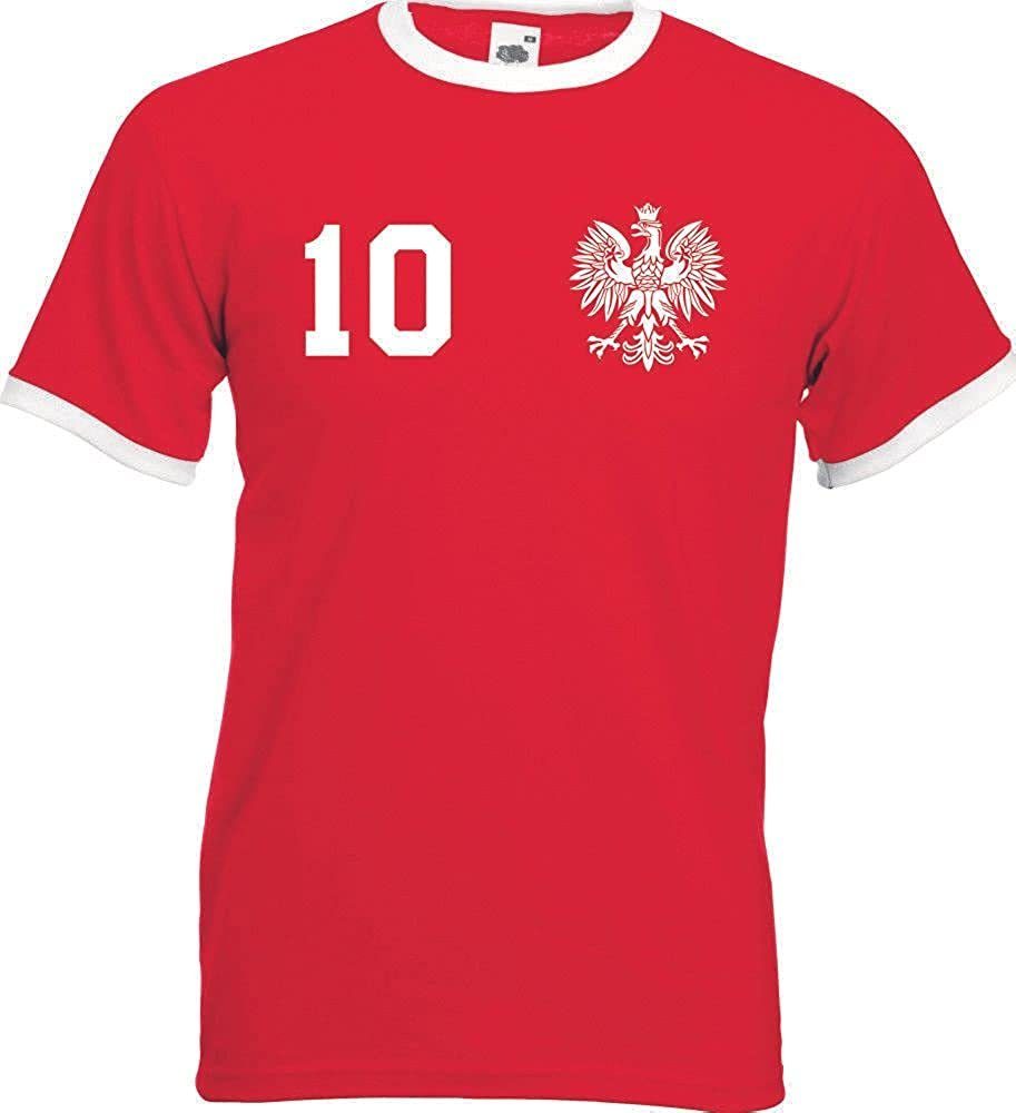 Youth Designz T-Shirt Polen Herren T-Shirt im Fußball Trikot Look mit trendigem Motiv Rot