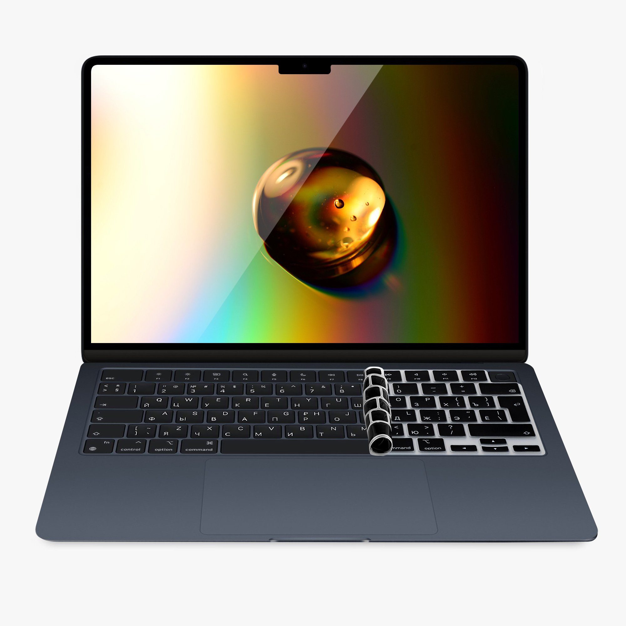 kwmobile Etui Silikon Tastaturschutz für Apple Macbook Air 15 2023 M2 (A2941), QWERTY US Keyboard Cover Abdeckung - Schwarz