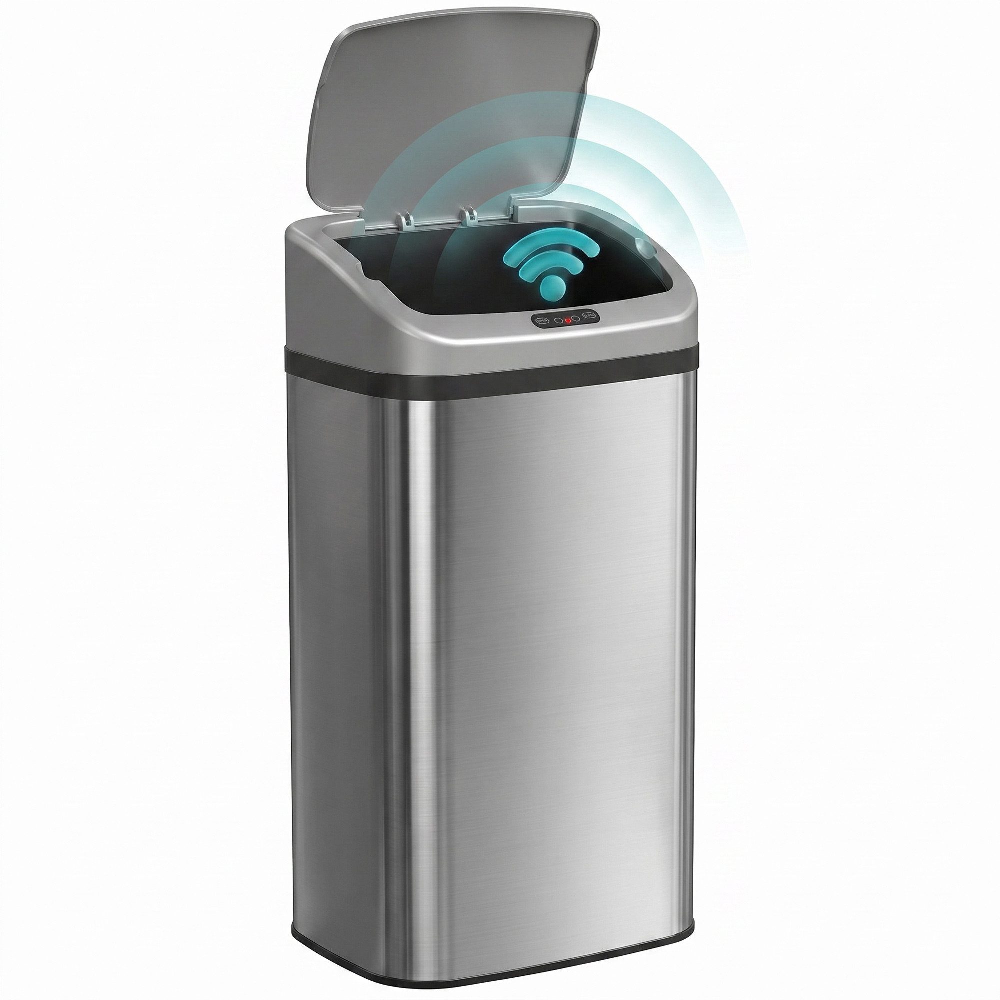 HOMCOM Mülleimer mit Automatischer Schließfunktion, Fingerabdruckresistent, Automatische Schließ-Funktion, Silberton