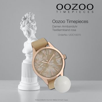 OOZOO Quarzuhr Oozoo Damen Armbanduhr Timepieces Analog, (Analoguhr), Damenuhr rund, groß (ca. 45mm) Textilarmband, Fashion-Style