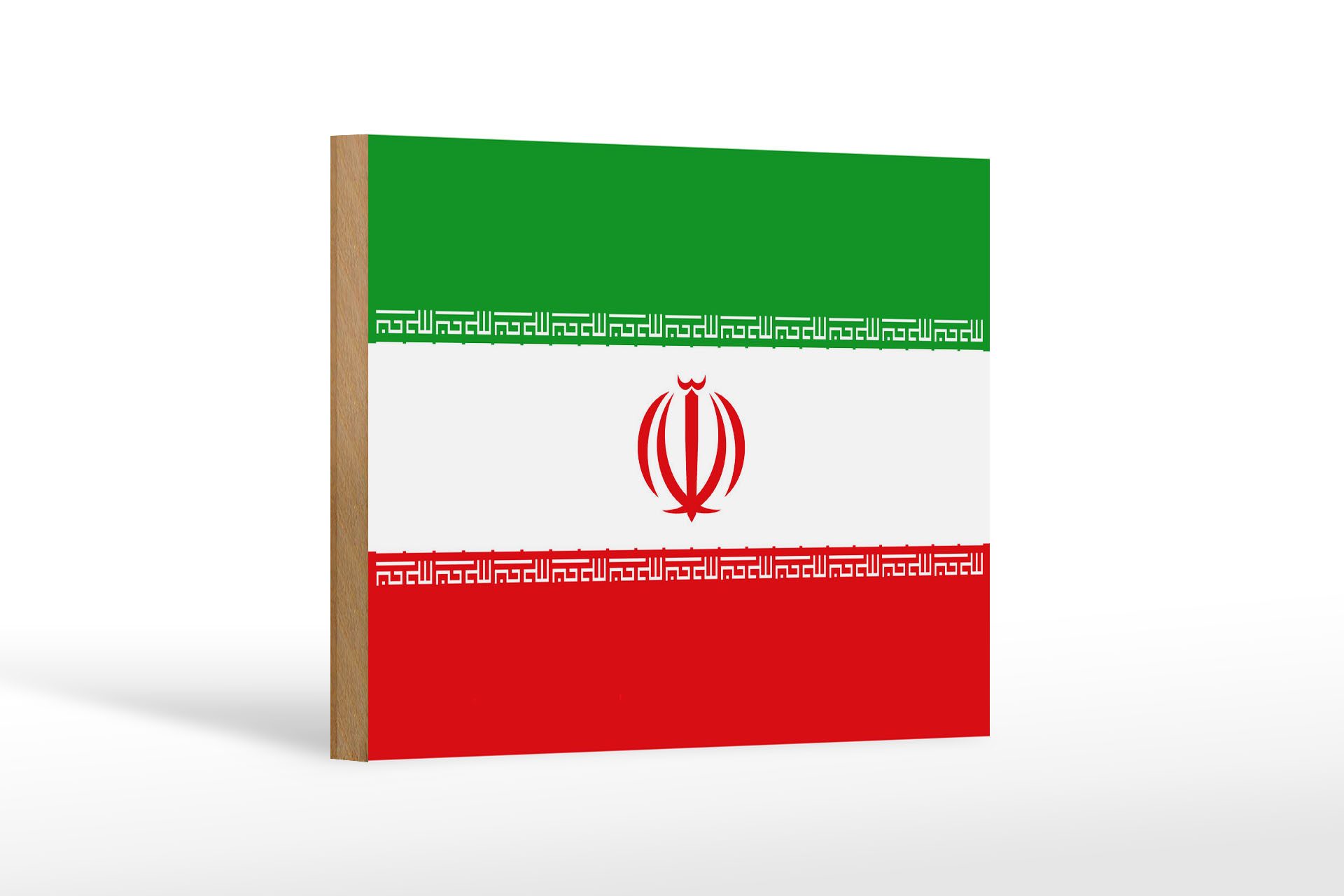 Femer GmbH Holzbild Flagge Iran 18x12 cm Flag of iran, Flaggen (1 St), Glatte Holzfaserplatte (MDF), vorn beschichtet
