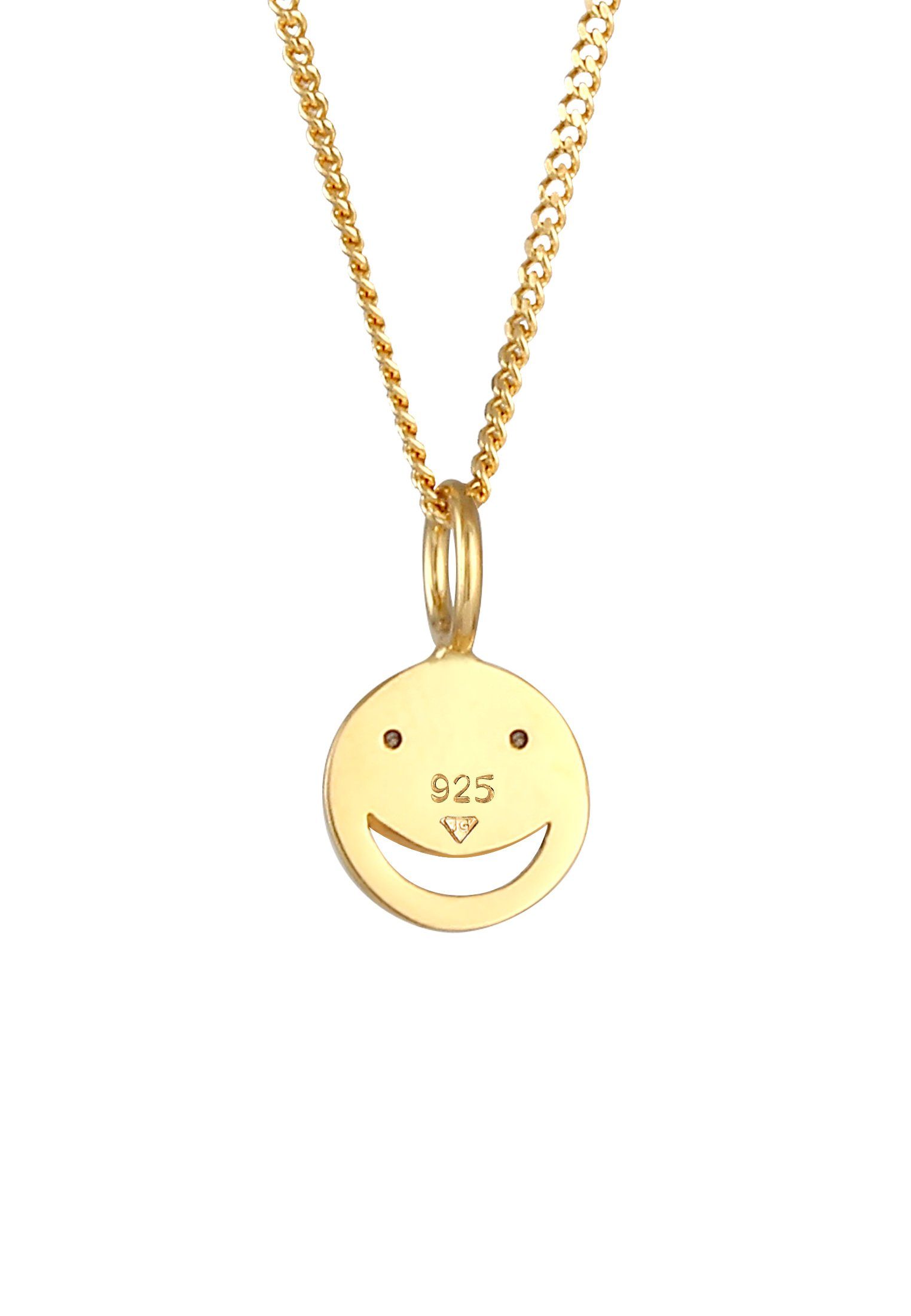 Gold Face Silber Kette Smiling Kristalle925 mit Elli Anhänger mit