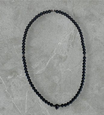 Aaron Bane Perlenkette Aaron Bane Obsidian Perlenkette Kette Matt-Schwarz Totenkopf (1-tlg)
