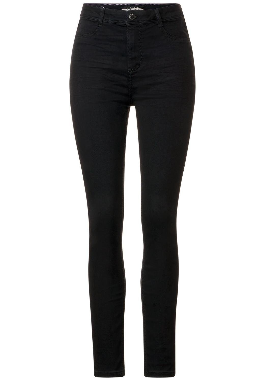 STREET ONE Regular-fit-Jeans BF_Style Denim_Jeggings, skinn, black od black washed