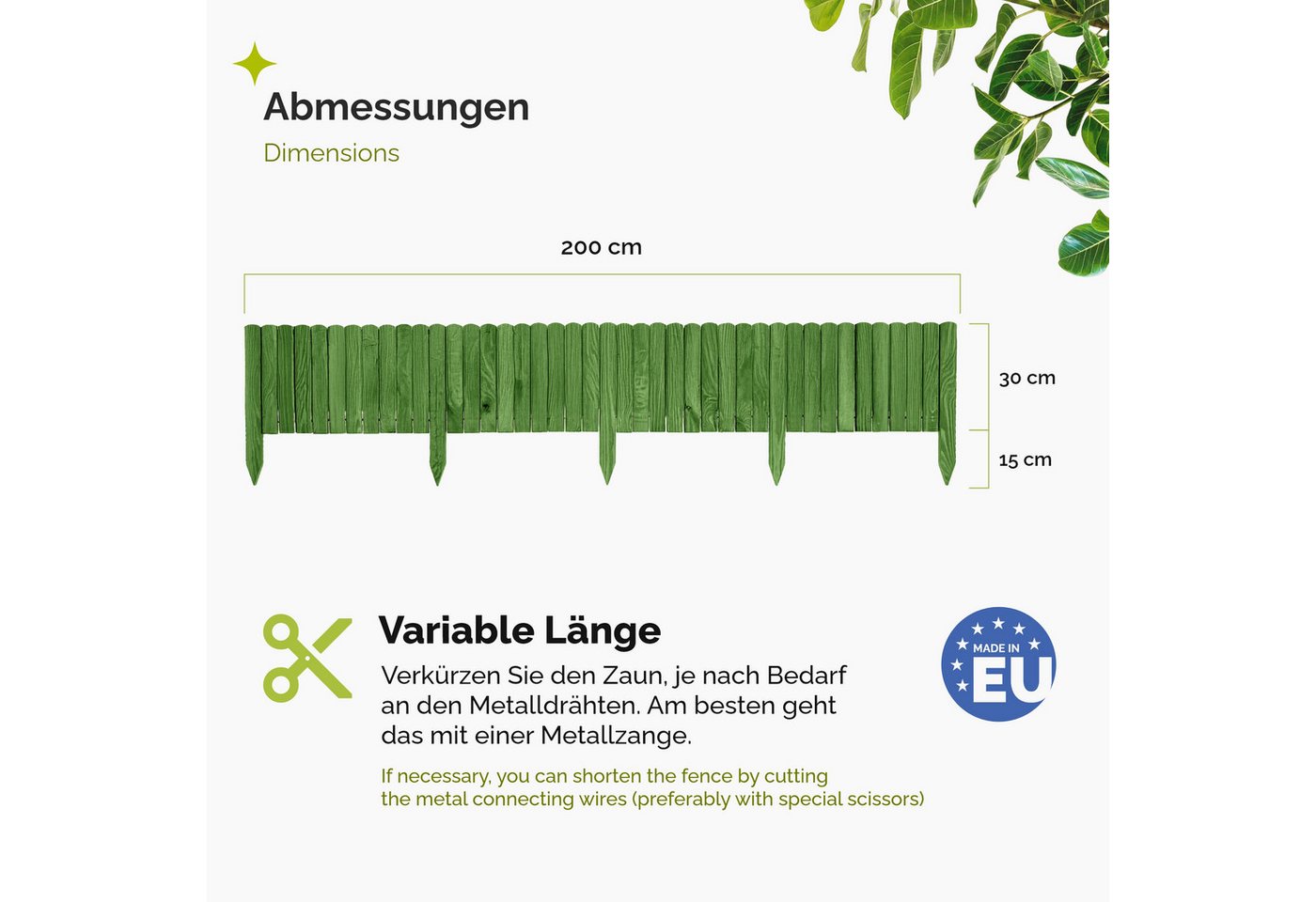 Thumbnail - Garronda Zaun Rasenkante Holz Beeteimfassung 200 x 30cm Flexibler Rollborder GD-0106