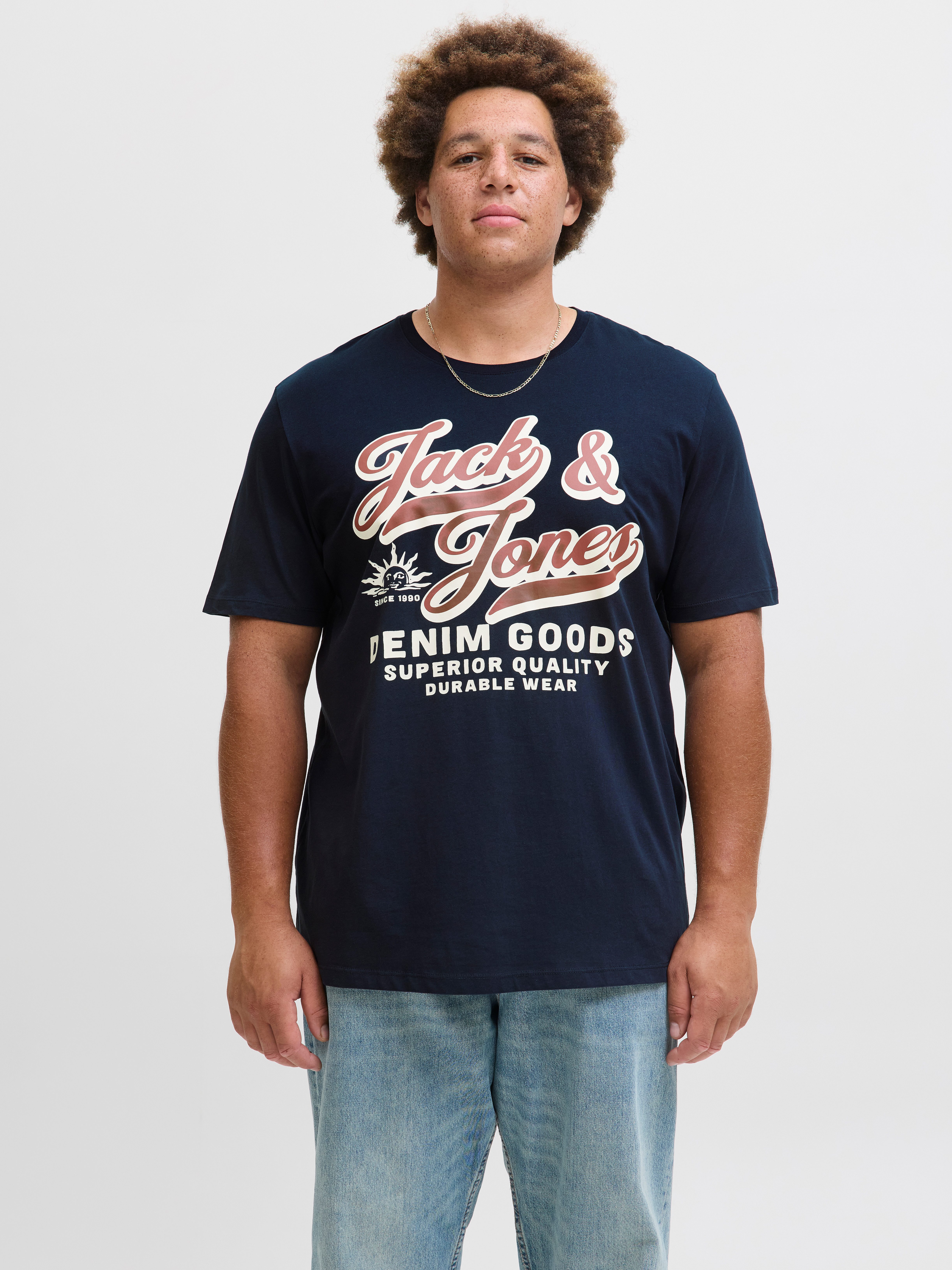 Jack & Jones PlusSize T-Shirt JJELOGO TEE SS 2 COL AW25 3PK MP PLS (Packung, 3-tlg)