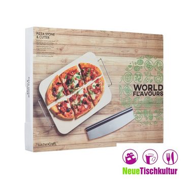 Neuetischkultur Pizzaschneidebrett Pizzaplatte mit Pizzaschneider Keramik/Edelstahl, Keramik, Edelstahl, (2-St., 1 Pizzaplatte, 1 Pizzaschneider)