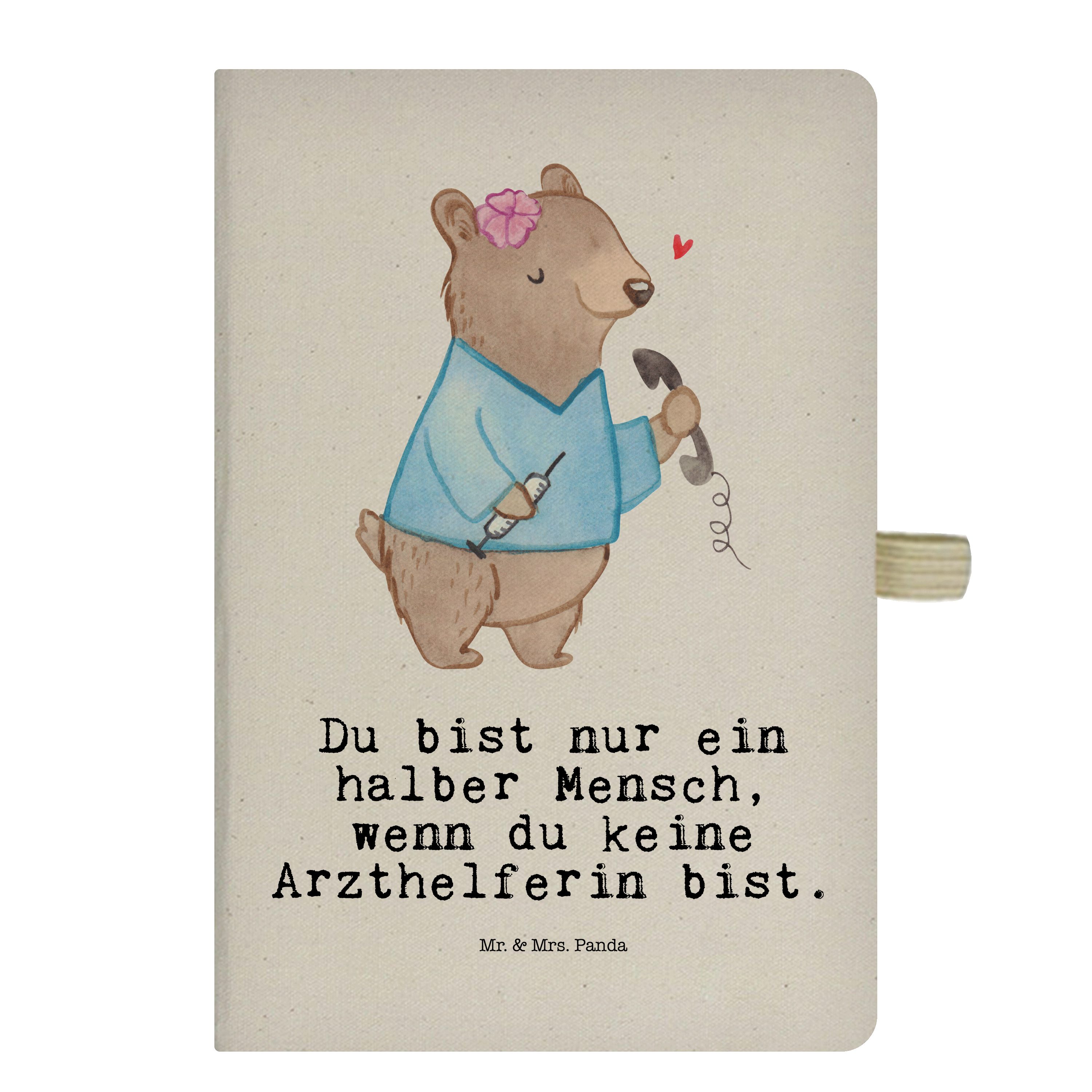 Mr. & Mrs. Me Mr. - Arzthelferin & Geschenk, Notizen, Notizbuch - Herz Mrs. Tagebuch, Panda mit Transparent Panda
