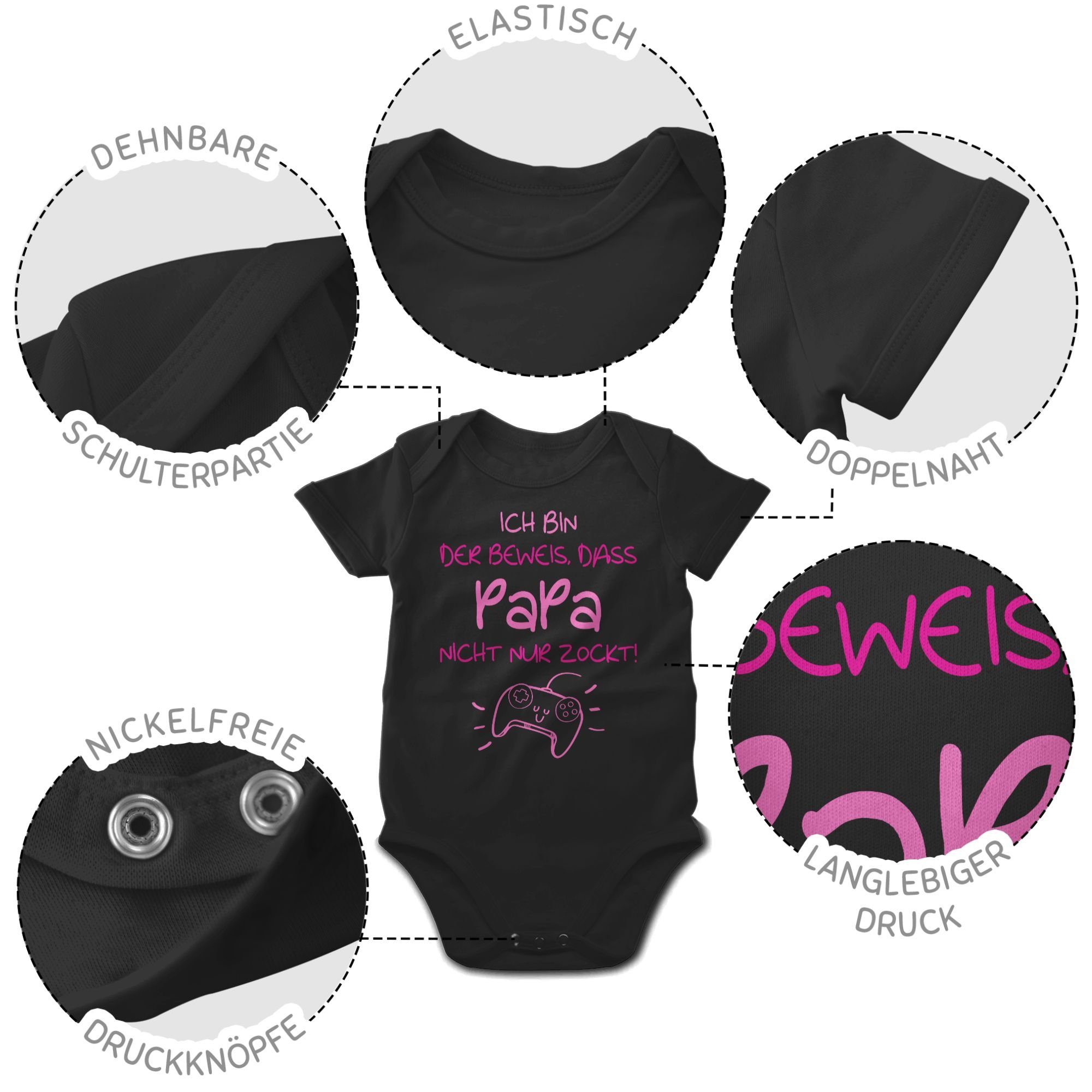 nur dass Schwarz bin Beweis, nicht Papa Vatertag zockt Ich Baby rosa Geschenk Shirtbody 2 Shirtracer der