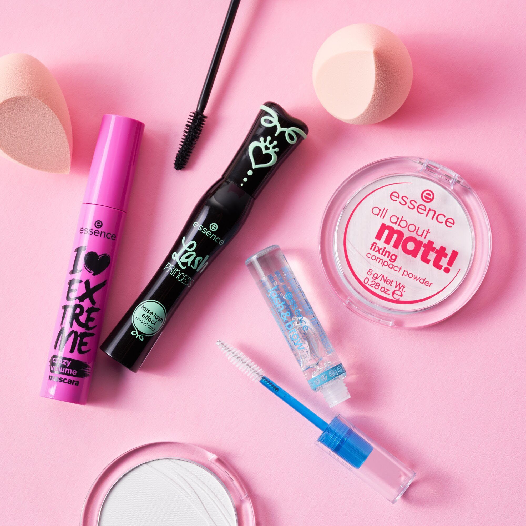 Essence Puder all about matt! fixing compact powder, 3-tlg., mit hoher Deckkraft