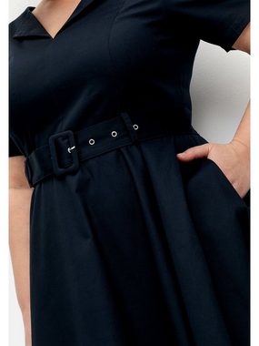 Sheego Cocktailkleid Große Größen mit Gürtel und Reverskragen