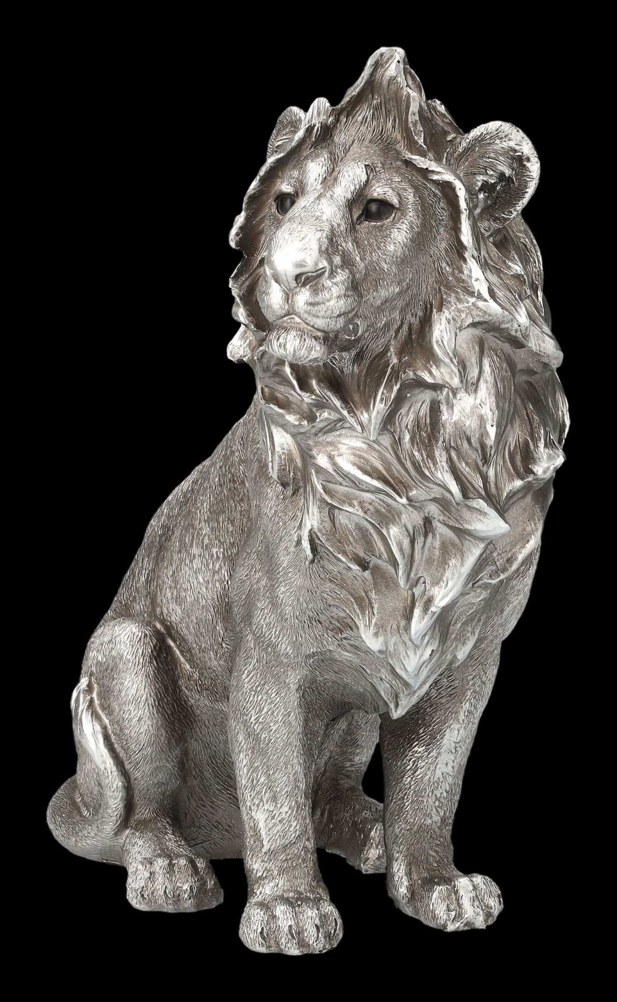Shop Tierfigur Löwen - Antik-Silber Tierfigur Figur - sitzend Figuren Löwe Dekofigur GmbH