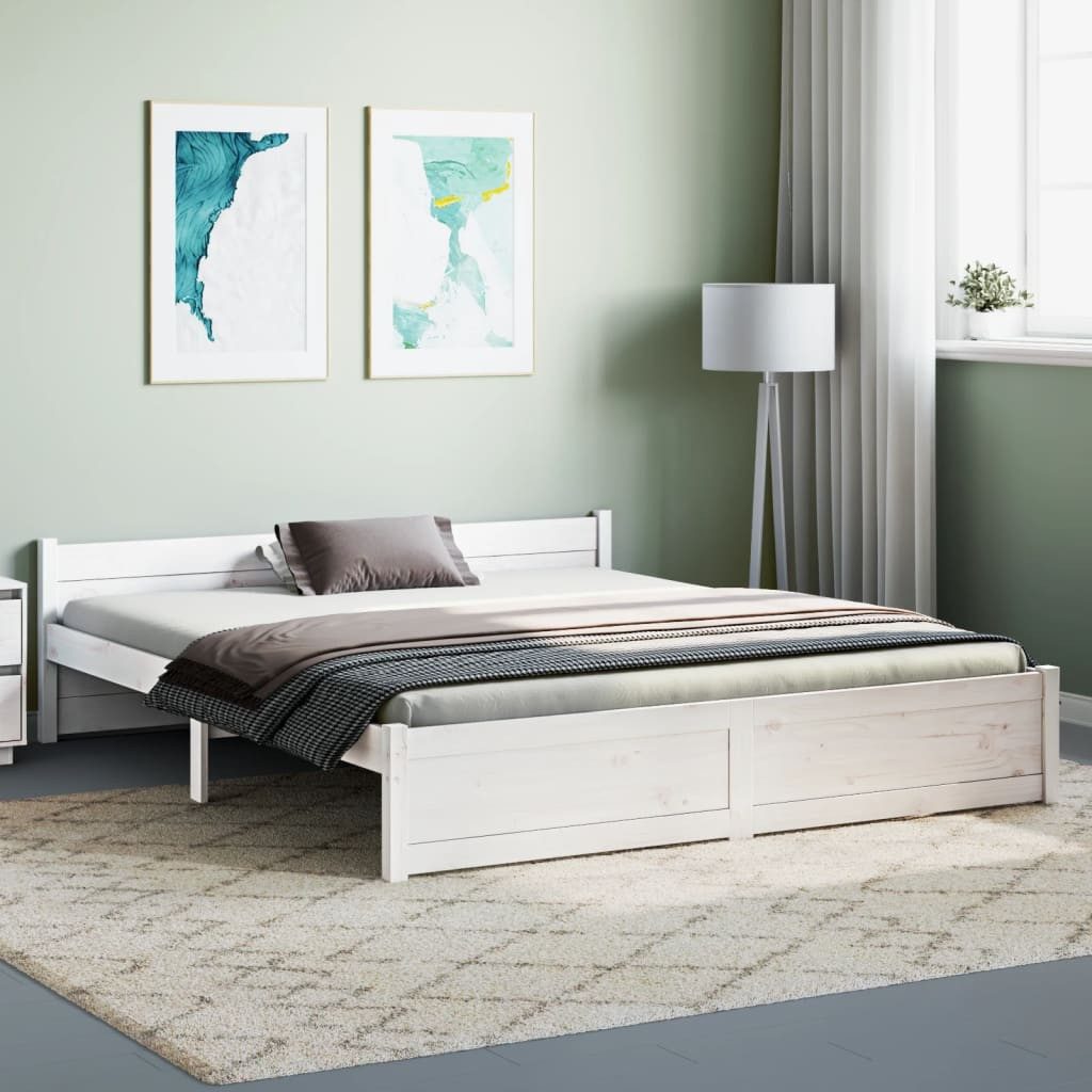 vidaXL Bett, Massivholzbett Weiß 160x200 cm günstig online kaufen