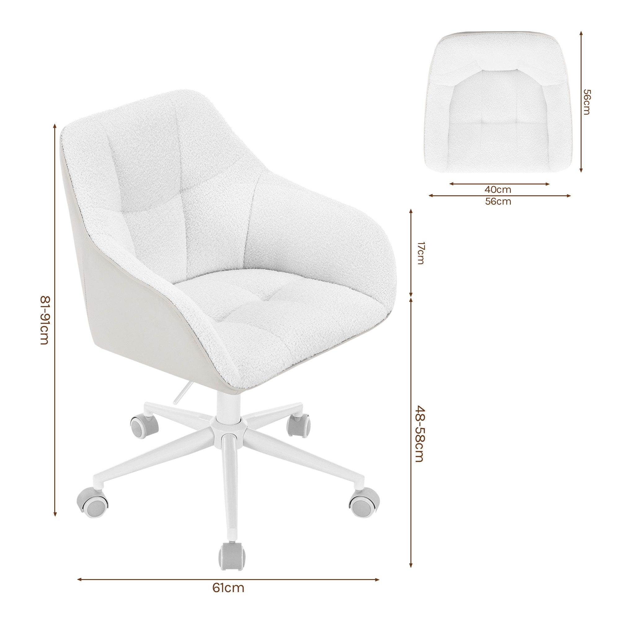 Woltu Bürostuhl (1 St), Homeoffice Stuhl, höhenverstellbar, Bouclé-Sitz