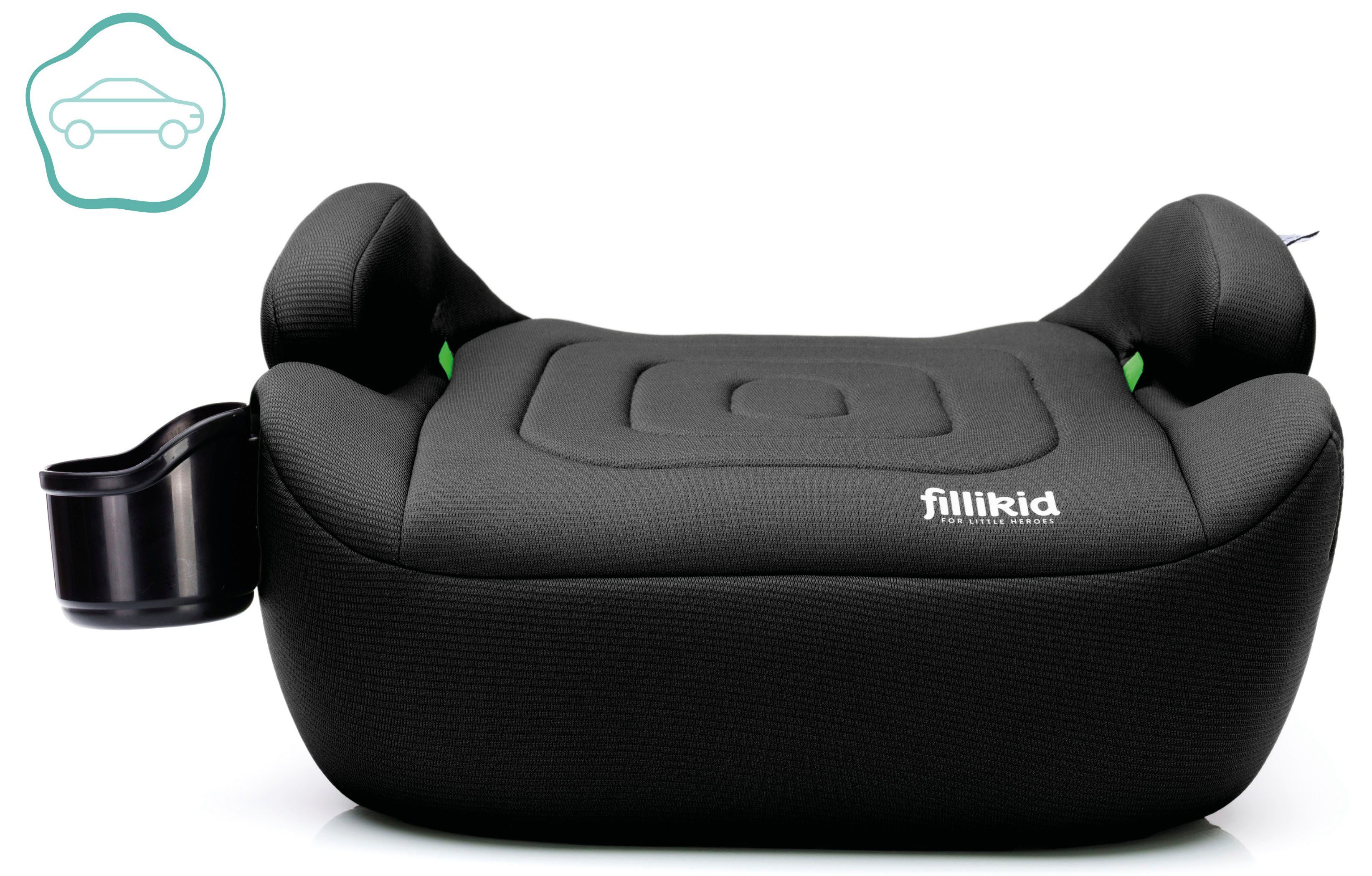 Fillikid Kindersitzerhöhung Flip Deluxe, Auto mit verstellbarem Iso-Fix, ab: ab 6 Jahren, bis: bis 12 Jahre, ab: 125 cm, bis: 150 cm, mit Flaschenhalter