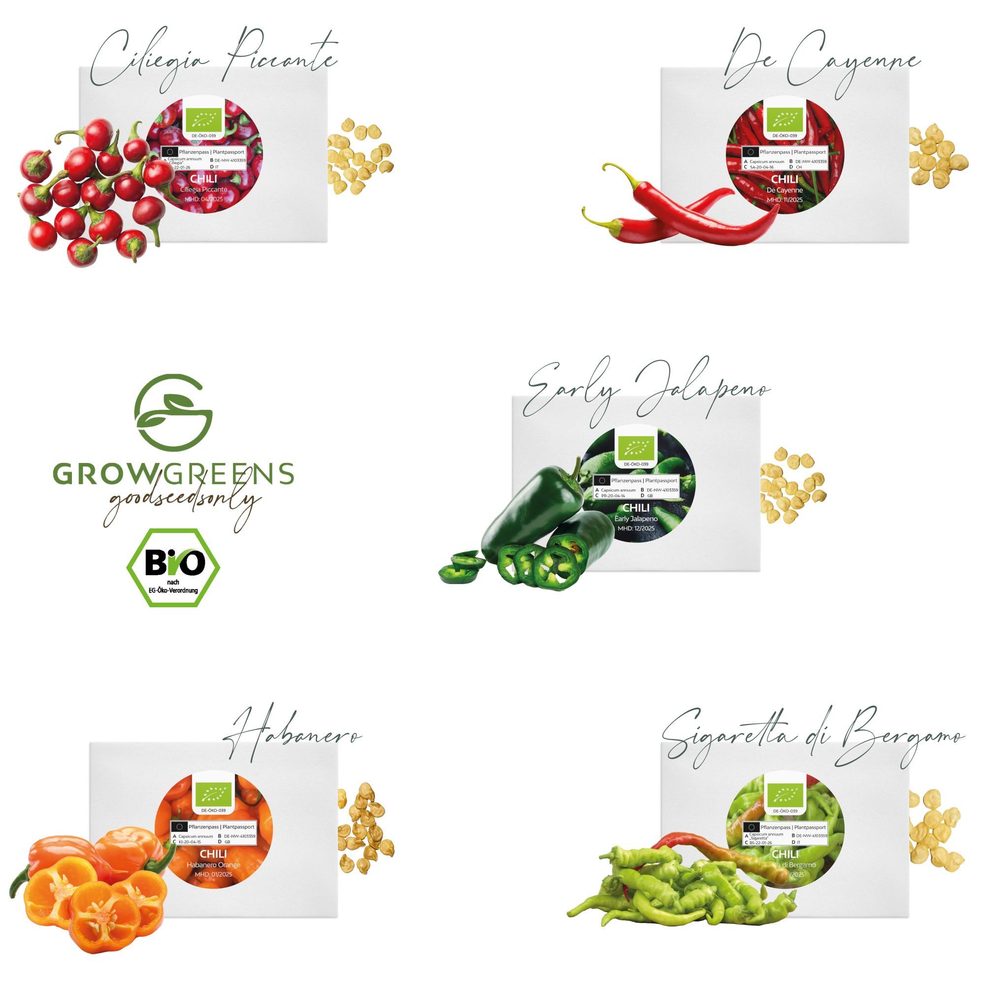 Growgreens Gemüsesamen BIO Chili Samen 5er Set - Chili Saatgut aus biologis günstig online kaufen