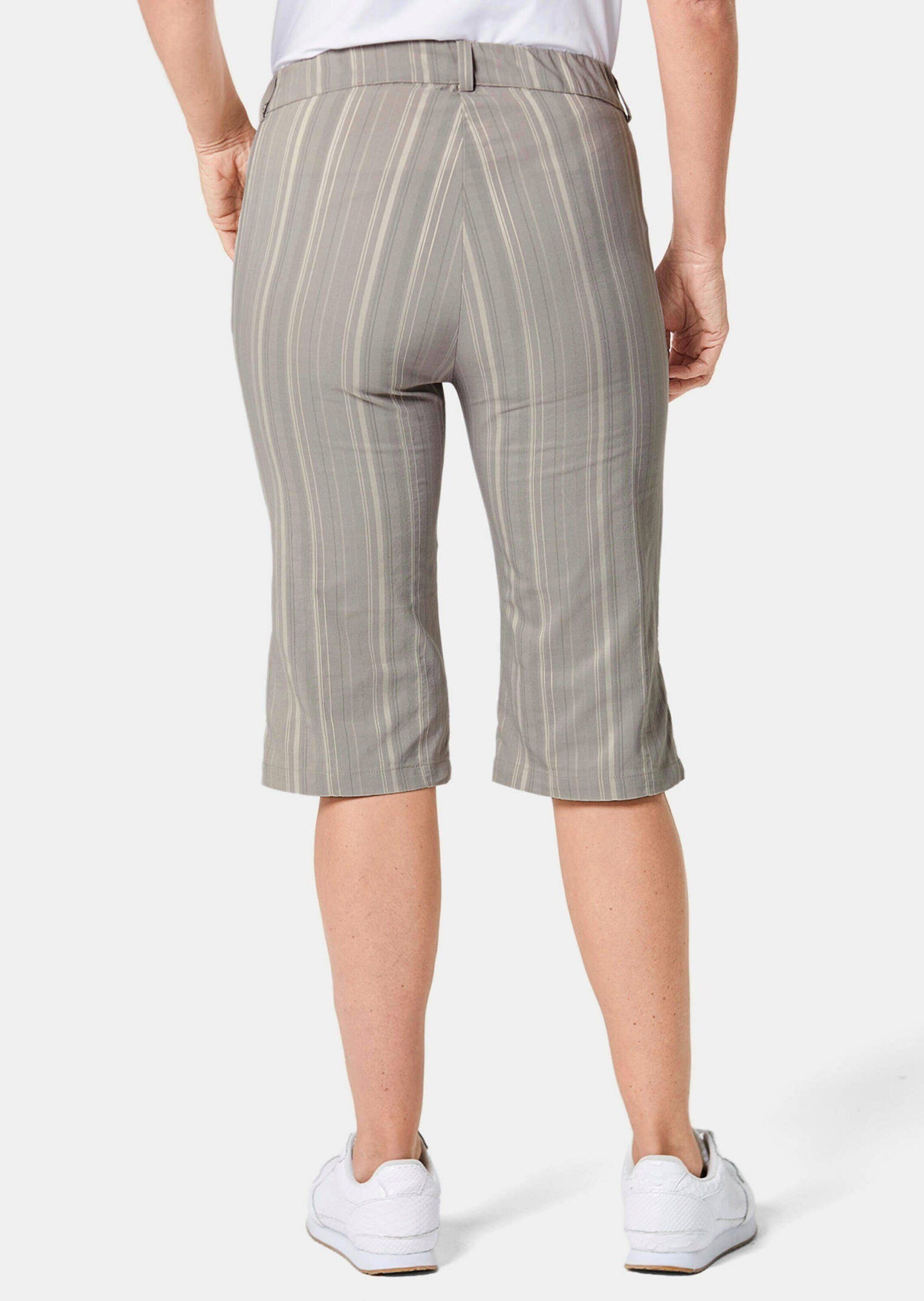 GOLDNER Stoffhose Bermuda mit sportivem Streifen-Design Gemustertes Modell mit seitlichem Dehnbund