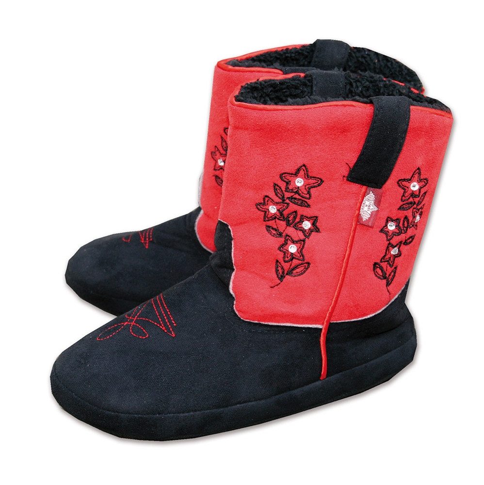 Stars & Stripes Cuddly Hausstiefel Gefütterte Western-Hausschuhe mit fester Laufsohle aus Velourleder