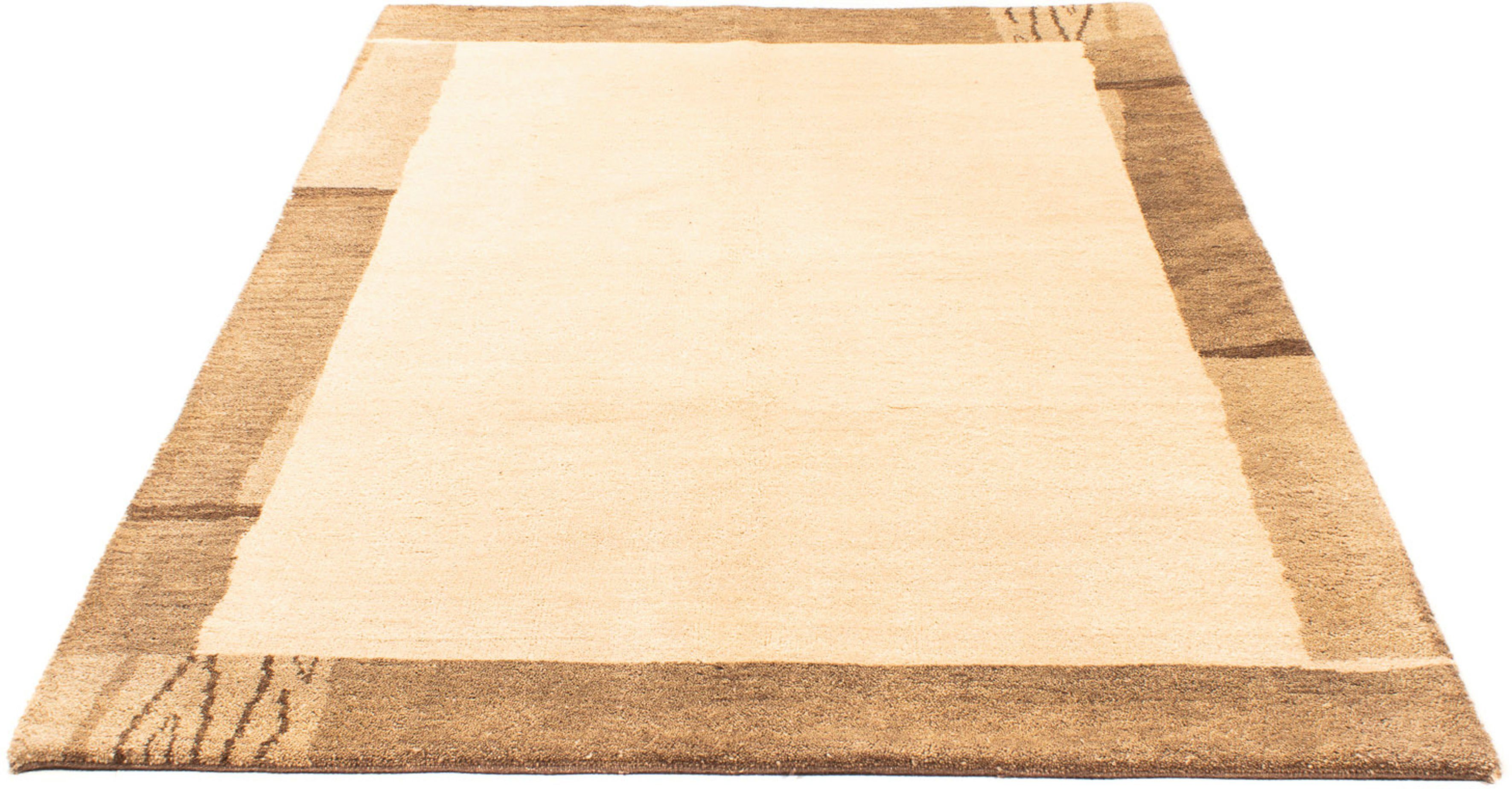 Wollteppich Gabbeh - Indus - 202 x 144 cm - beige, morgenland, rechteckig, Höhe: 18 mm, Wohnzimmer, Handgeknüpft, Einzelstück mit Zertifikat