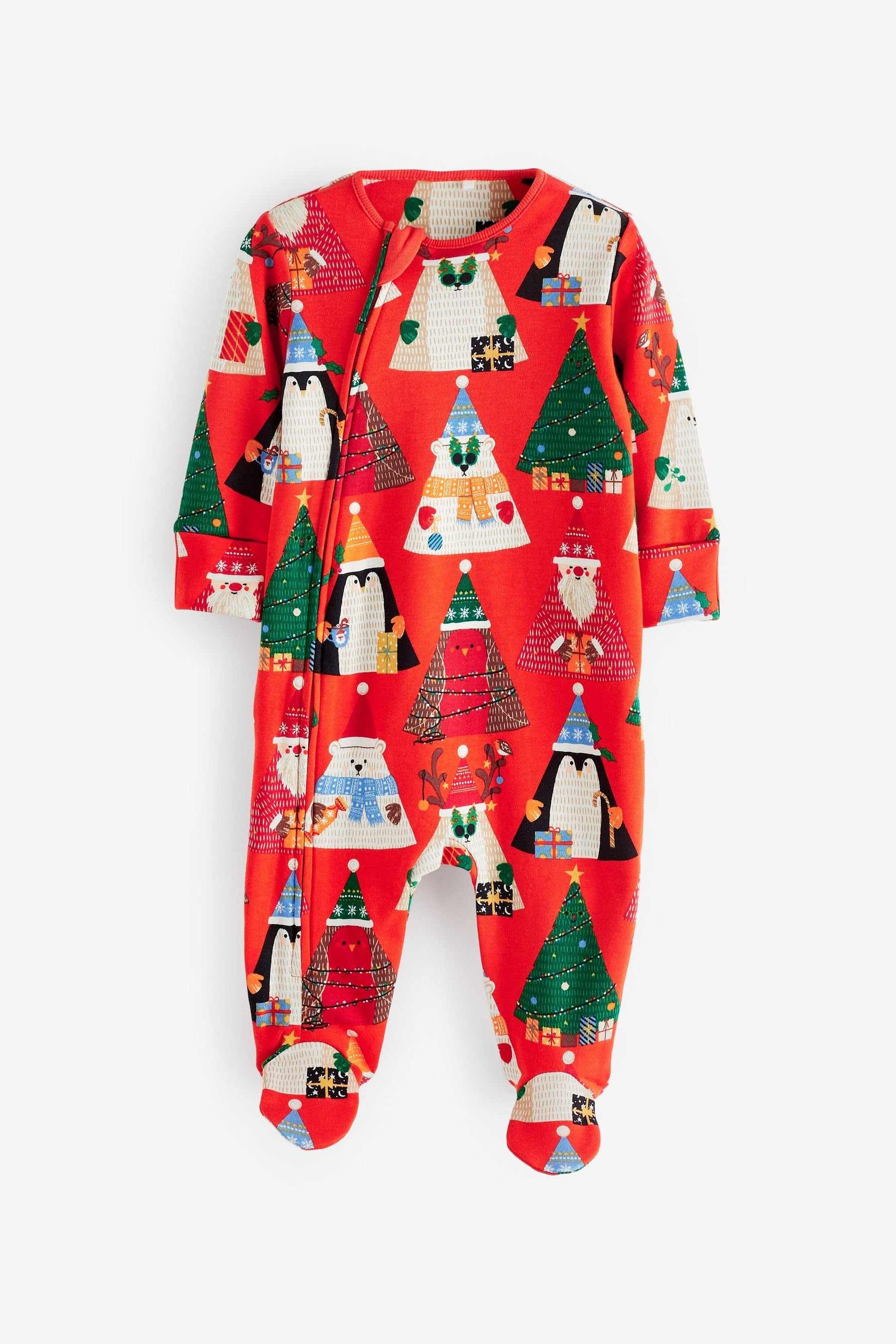 Next Schlafoverall Weihnachtlicher Baby-Schlafanzug mit RV (1-tlg),  Aktuelles Design aus England *