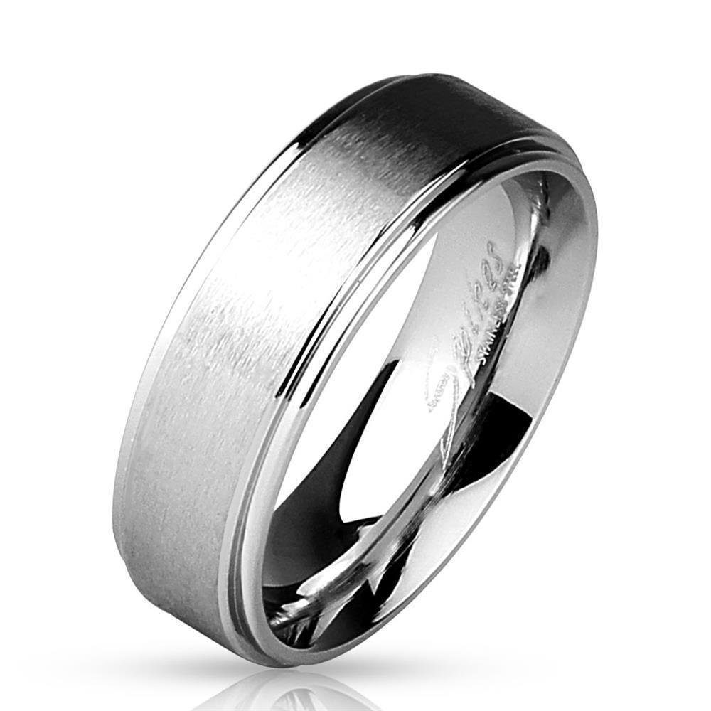 Fingerring Ring gebürstetes Mittelteil Silber aus Edelstahl Damen
