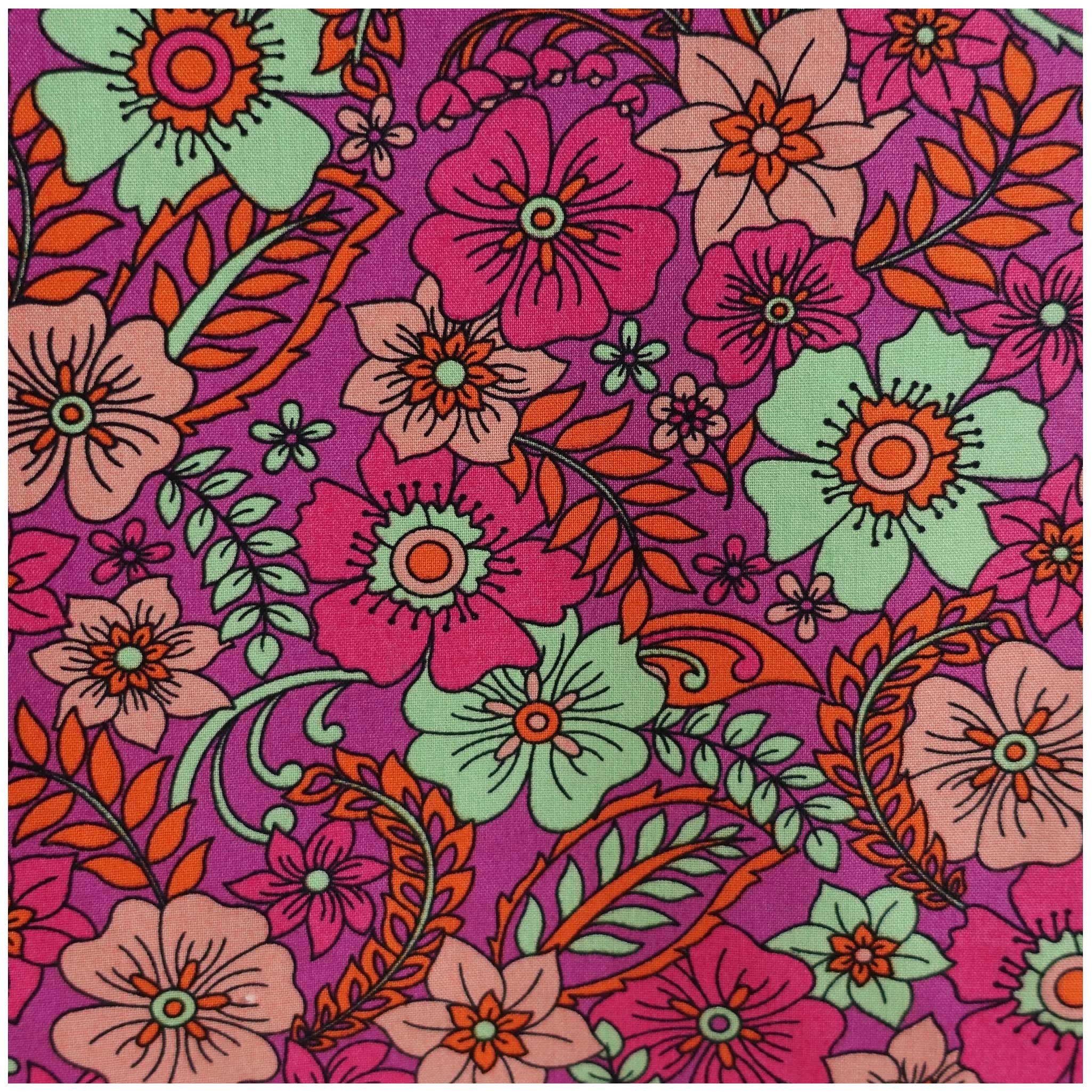 maDDma Stoff Baumwoll-Stoff Blumen ab 1m x 148 cm Sommerstoff Stoff Baumwolle, fuchsia