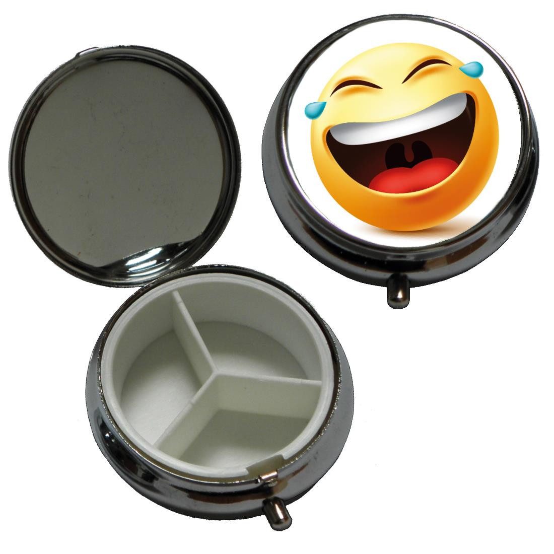 varivendo Pillendose Pillendose Lachende Gesichter Rund 1 Stück (Stück, 1 St., Tablettendose), Pillenbox Zahndose Medikamentenbox Tablettendosierer