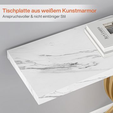 Tribesigns Konsolentisch Marmor Gold, schmal Flurtisch, Metallrahmen, 100x29.5x80 cm