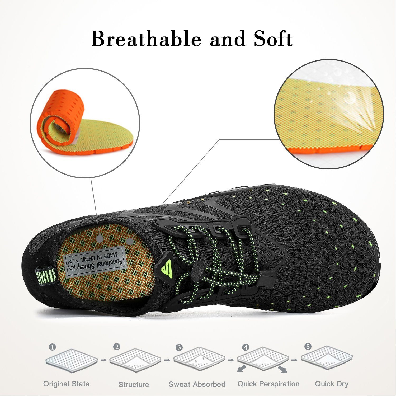 SAGUARO Sommer Badeschuh (5mm Sohle, bequem, leicht, atmungsaktiv, rutschfest, schnelltrocknend) (Barfuß-Schuhe) Wasserschuhe Surfschuhe Schwimmschuhe Wasser-Sport