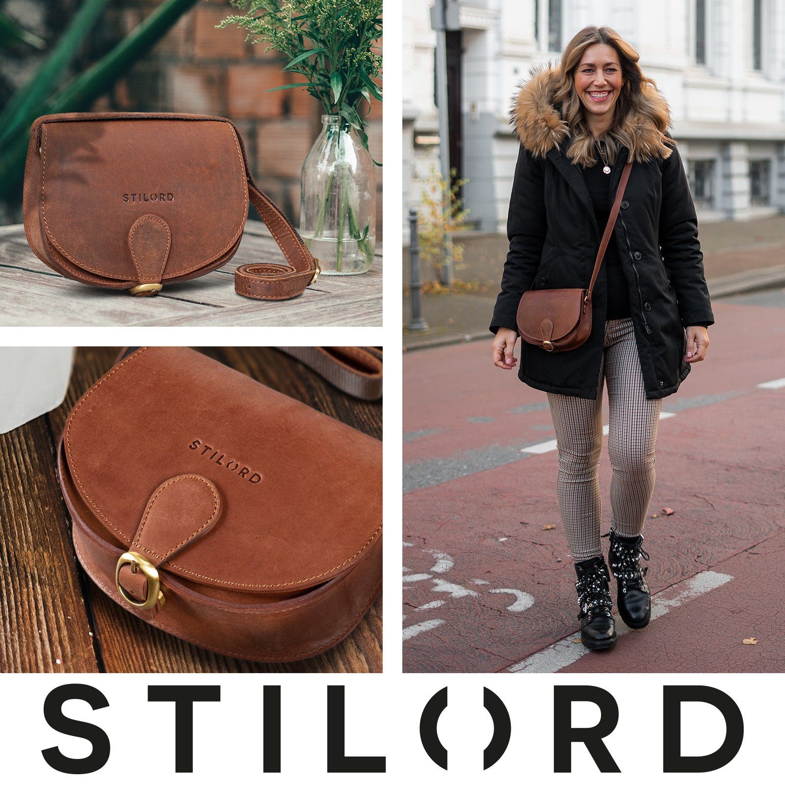 STILORD Handtasche "Helena" Kleine Handtasche Leder Damen braun - andorra