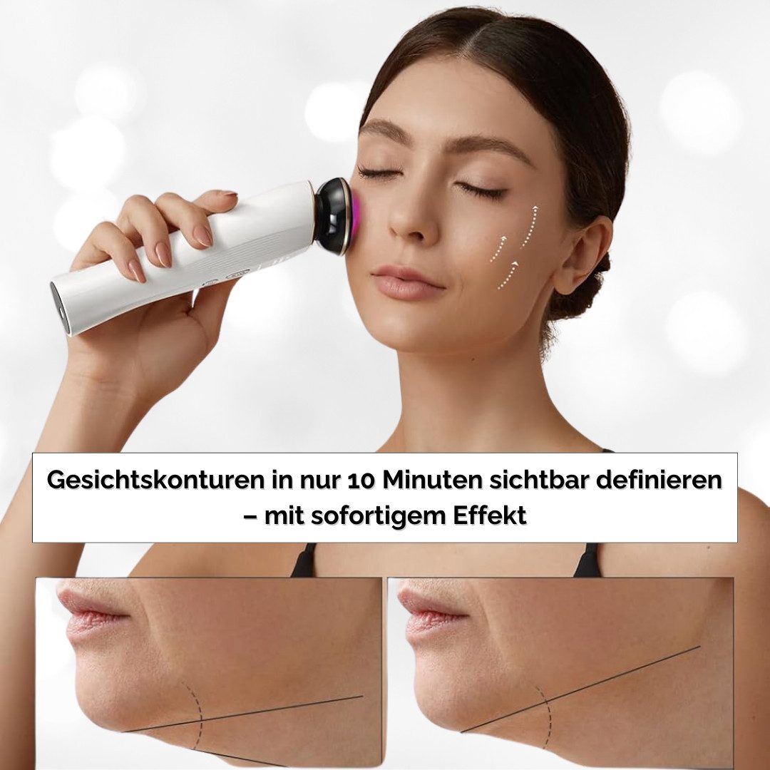 BeautiQ Gesichtsmassagegerät Beauty Lifting Golden Flair 3-in-1 Premium Anti-Aging, mit Mikrostrom & Rotlichttherapie, Lift, Tighten & Infuse