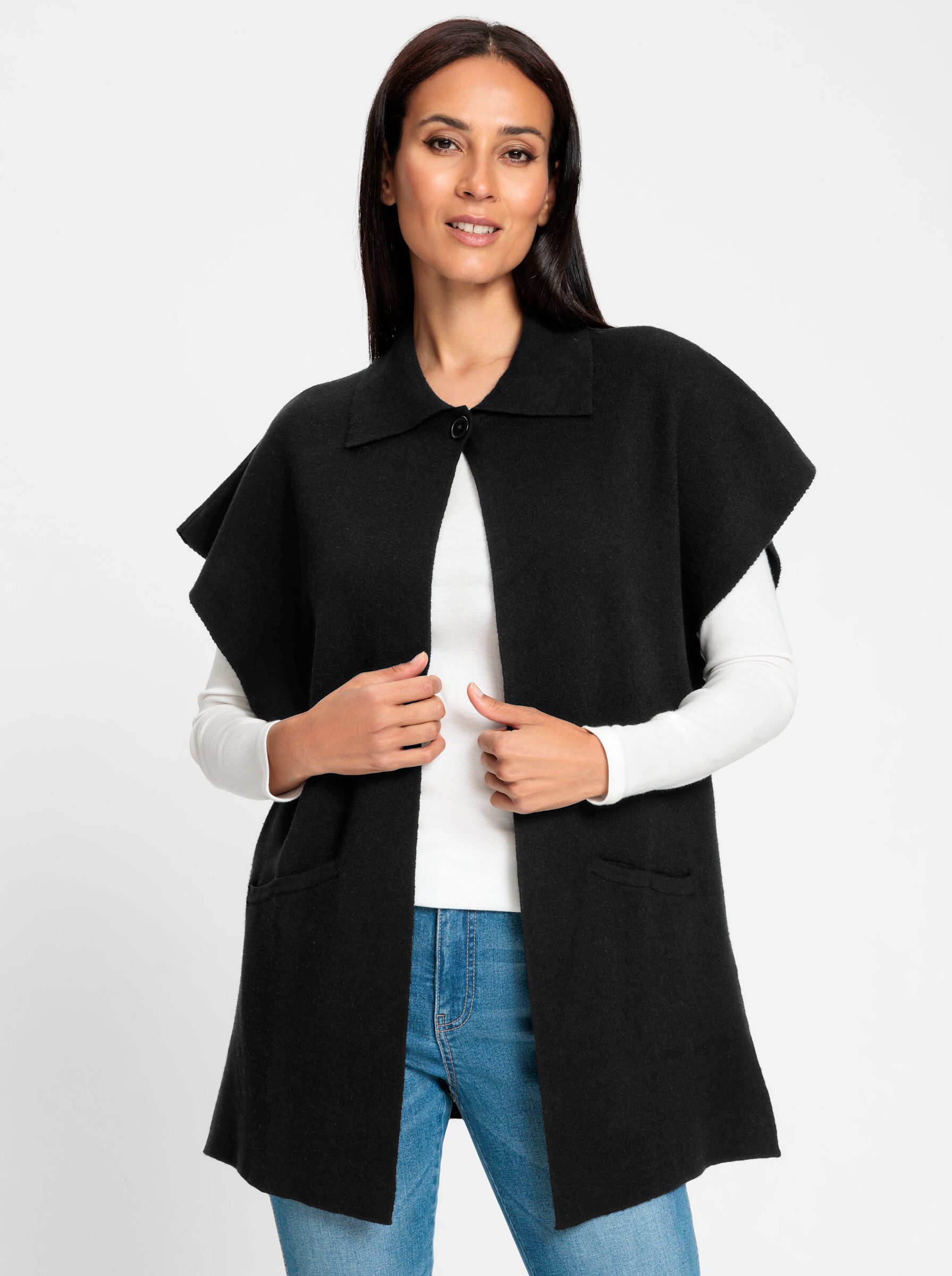 Strickponcho Longweste