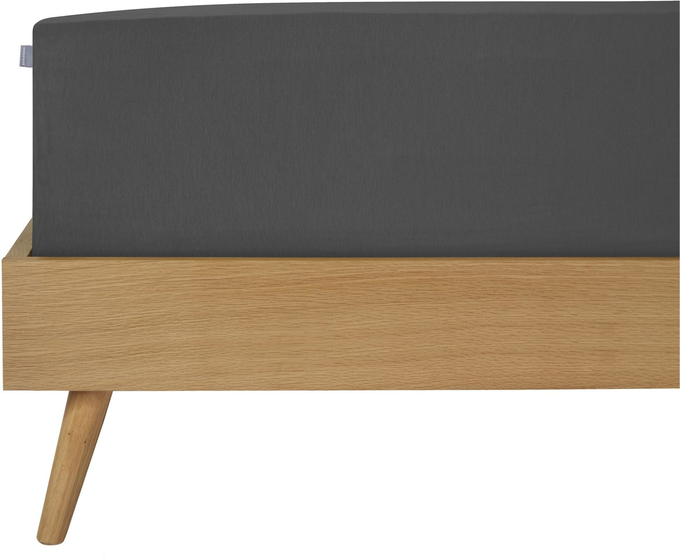 Schiesser Spannbettlaken Flexi aus 95% Baumwolle und 5% Elastahan in Premium-Qualität, Jersey-Elasthan, Gummizug: rundum, (1 Stück), für hohe Matratzen und Boxspringbetten geeignet, Made in Green