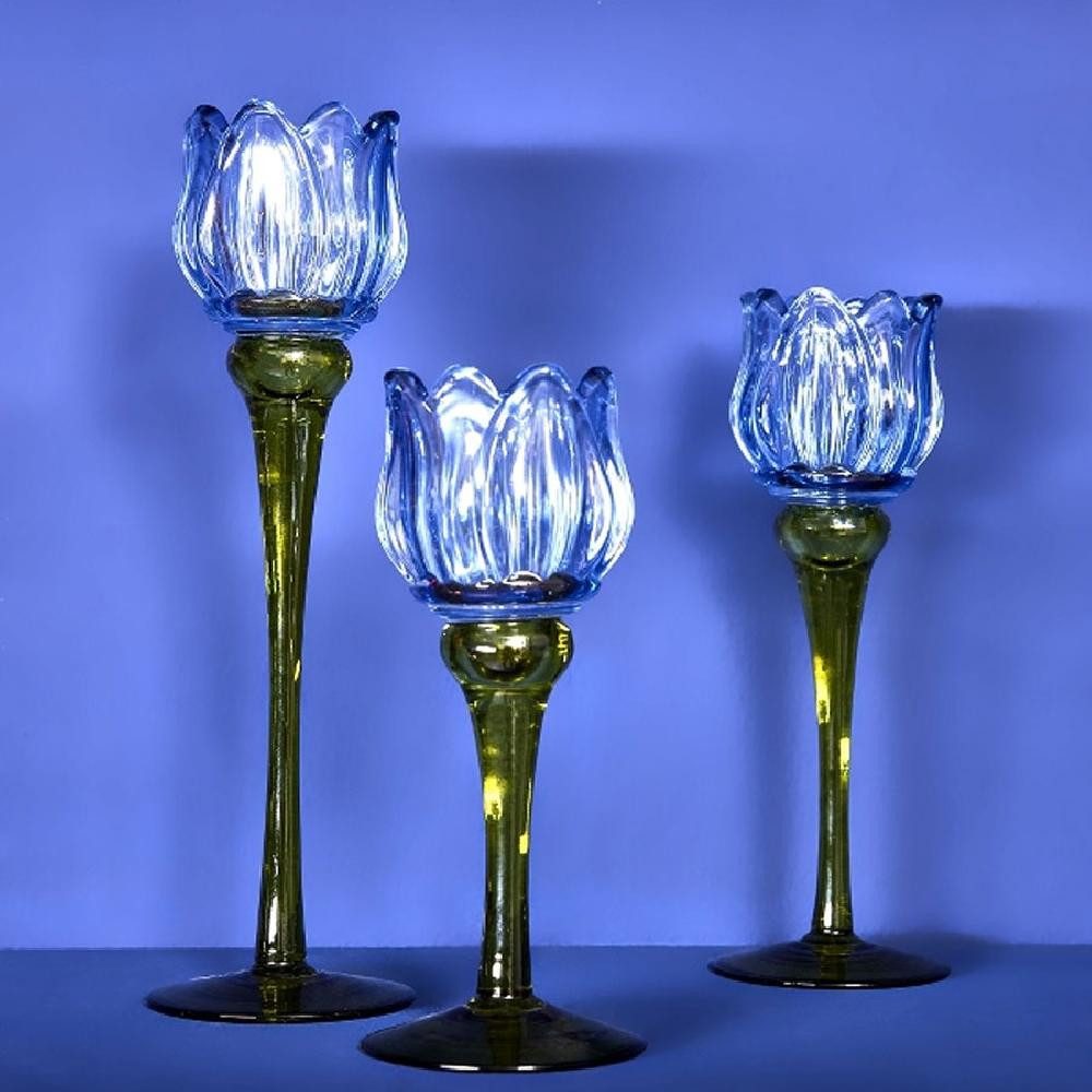Werner Voß Kerzenhalter Kerzenleuchter Tulpe Blau (21,5cm)
